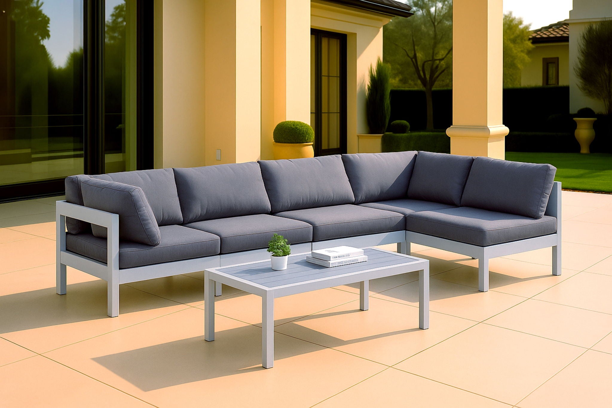 Nizuc - Outdoor Patio 5 Piece Modular Sectional With White Frame - Urban Living Furniture (Los Angeles, CA)