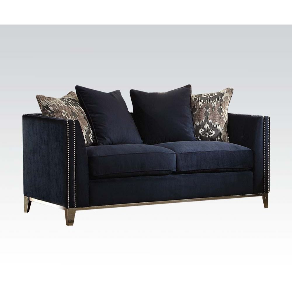 Phaedra - Loveseat With 4 Pillows - Blue Fabric - Urban Living Furniture (Los Angeles, CA)