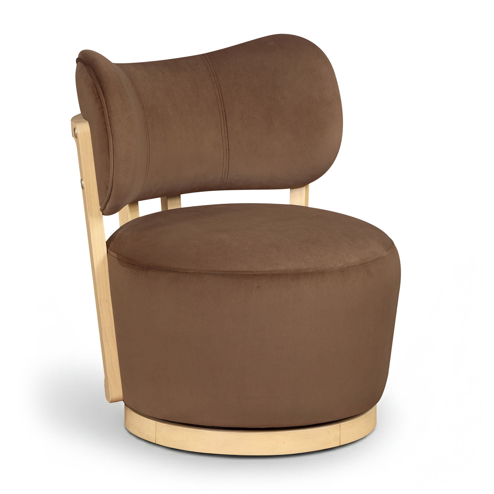 Elara - Velvet Upholstered Swivel Accent Chair - Stained Natural - Urban Living Furniture (Los Angeles, CA)
