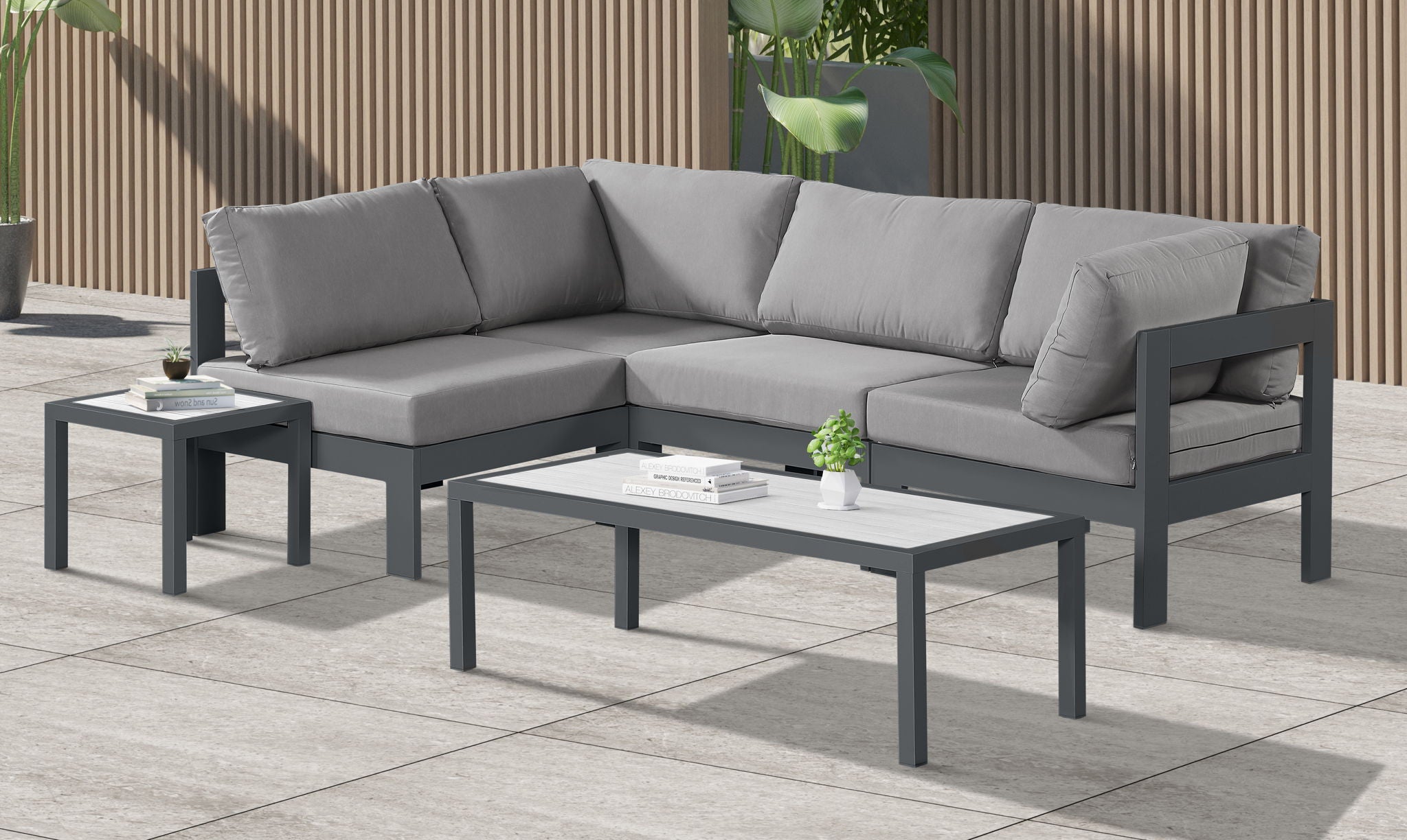 Nizuc - Outdoor Patio 4 Piece Modular Sectional With Gray Frame - Urban Living Furniture (Los Angeles, CA)