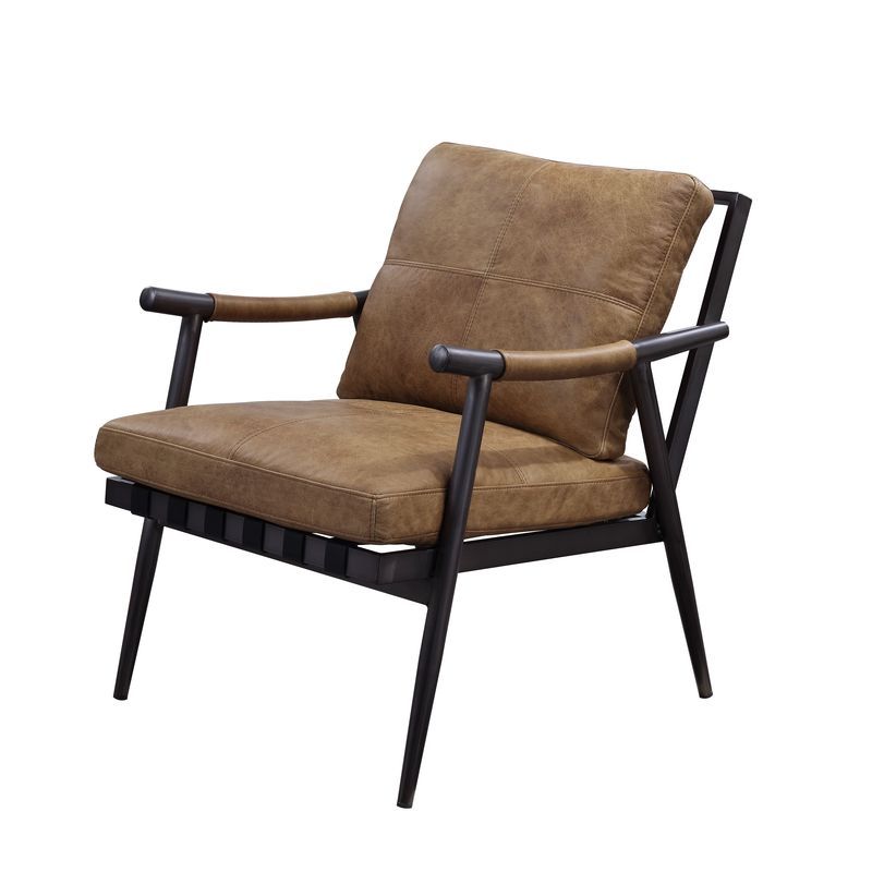 Anzan - Accent Chair - Berham Chestnut Top Grain Leather & Matt Iron - Urban Living Furniture (Los Angeles, CA)