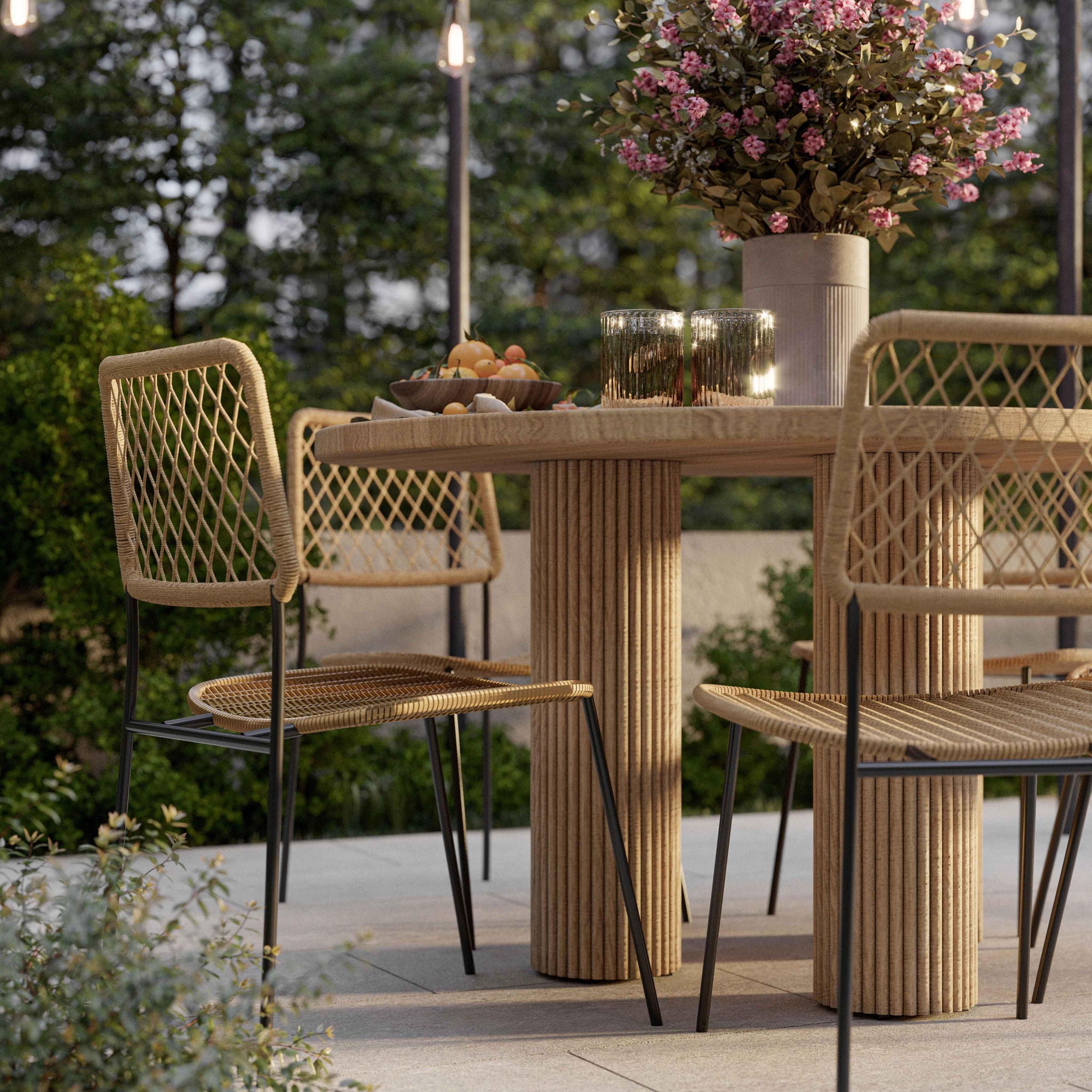 Patti - Textured Indoor / Outdoor Round Dining Table - Travertine - Urban Living Furniture (Los Angeles, CA)