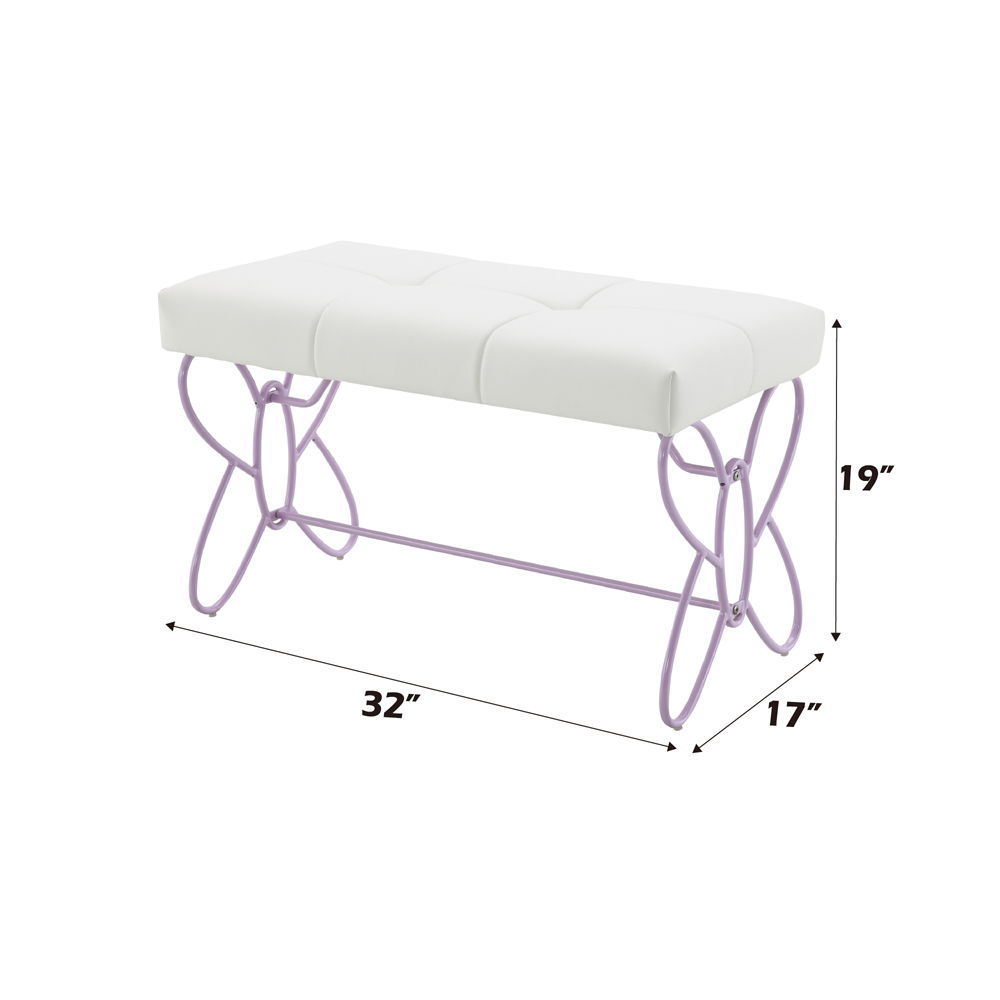 Priya II - Bench - White & Light Synthetic Leather Rple - Urban Living Furniture (Los Angeles, CA)