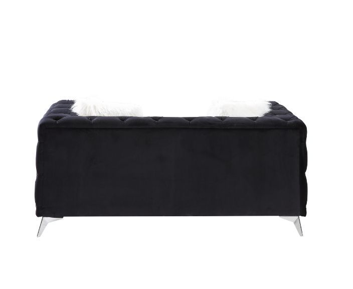 Phifina - Loveseat With 2 Pillows - Black Velvet - Urban Living Furniture (Los Angeles, CA)