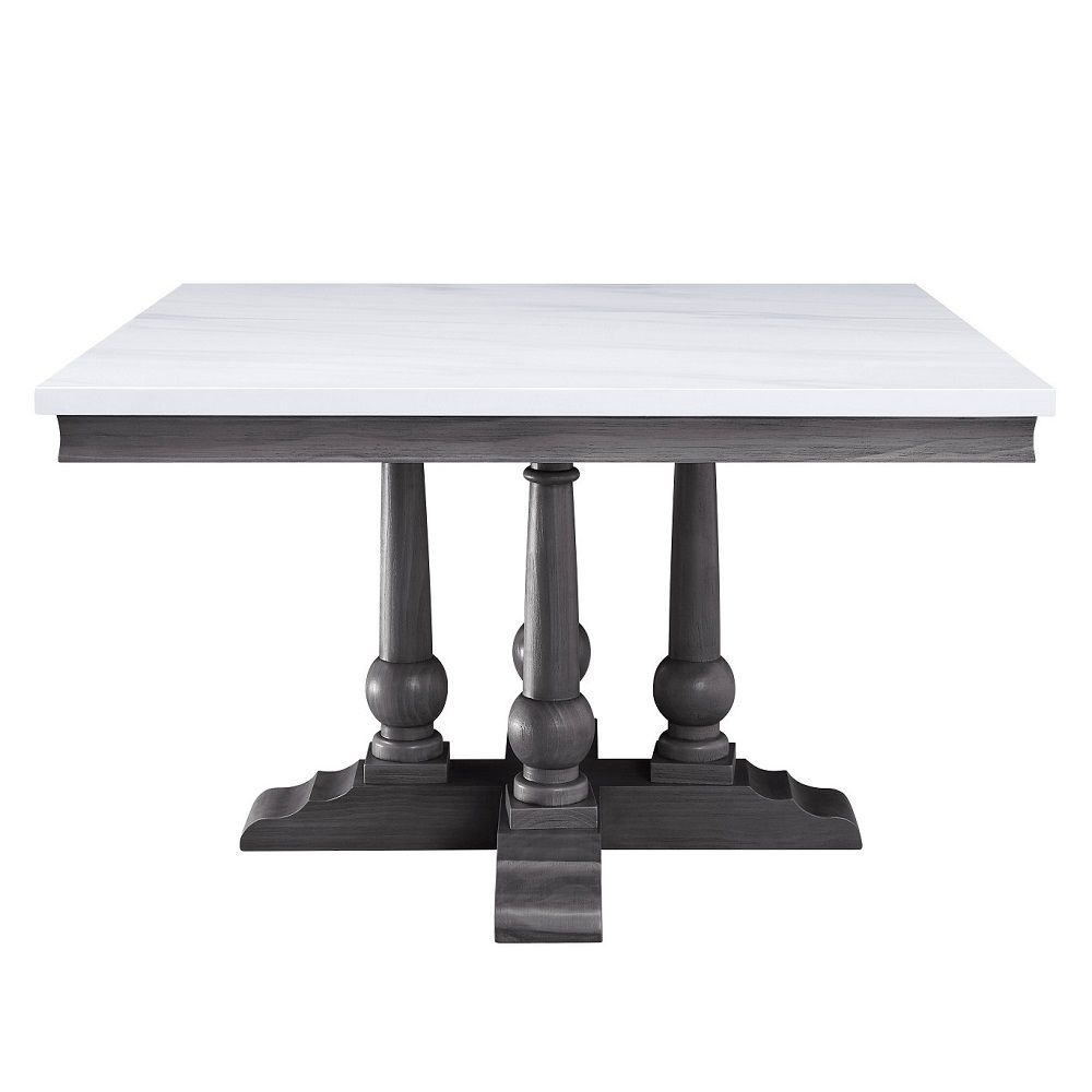 Yabeina - Square Dining Table - Marble Top Top & Gray Oak - Urban Living Furniture (Los Angeles, CA)