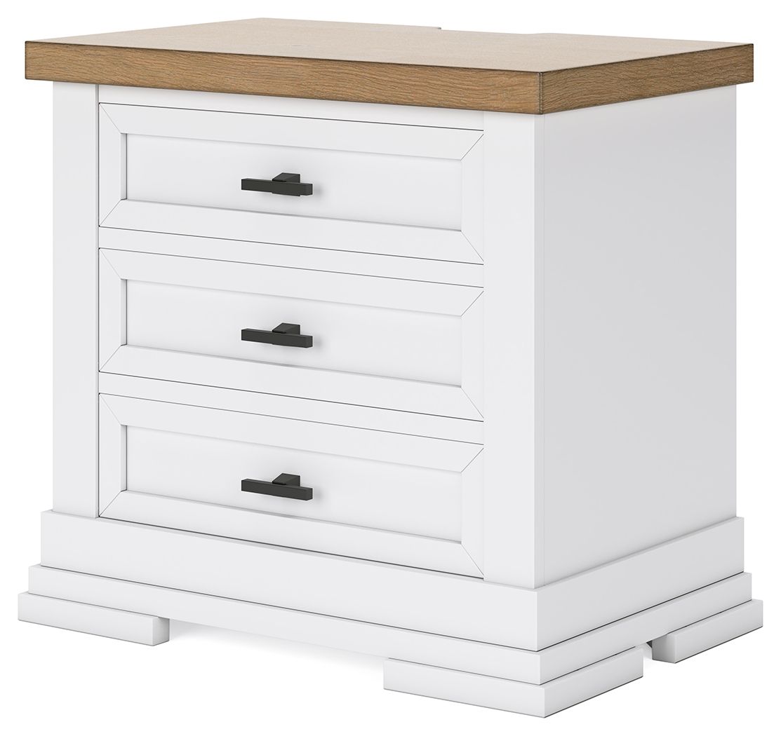 Ashbryn - White / Natural - Three Drawer Night Stand - Urban Living Furniture (Los Angeles, CA)