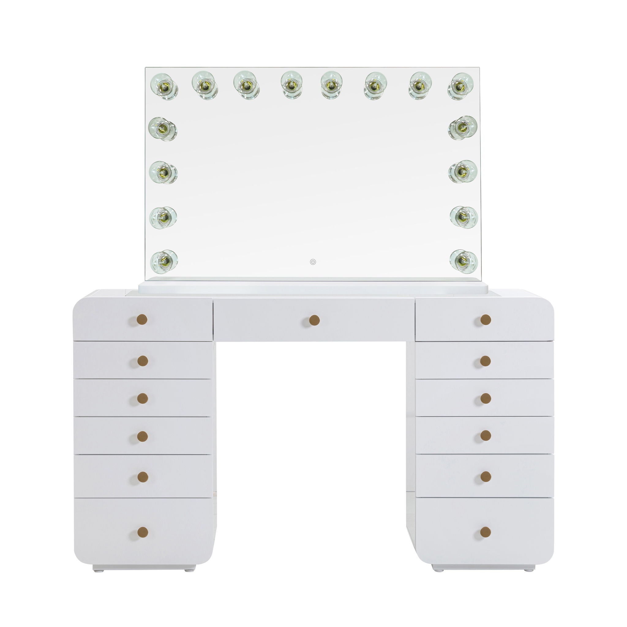 Hollywood - 13-Drawer Desk With Jumbo Vanity Mirror - White