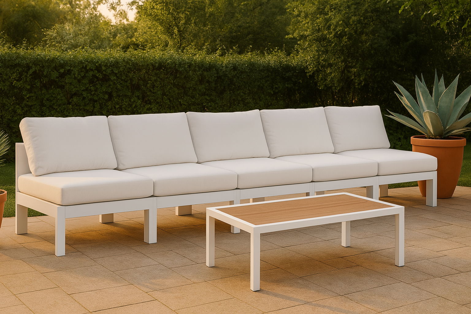 Nizuc - Outdoor Patio 5 Seat Modular Armless Sofa With White Frame - Urban Living Furniture (Los Angeles, CA)