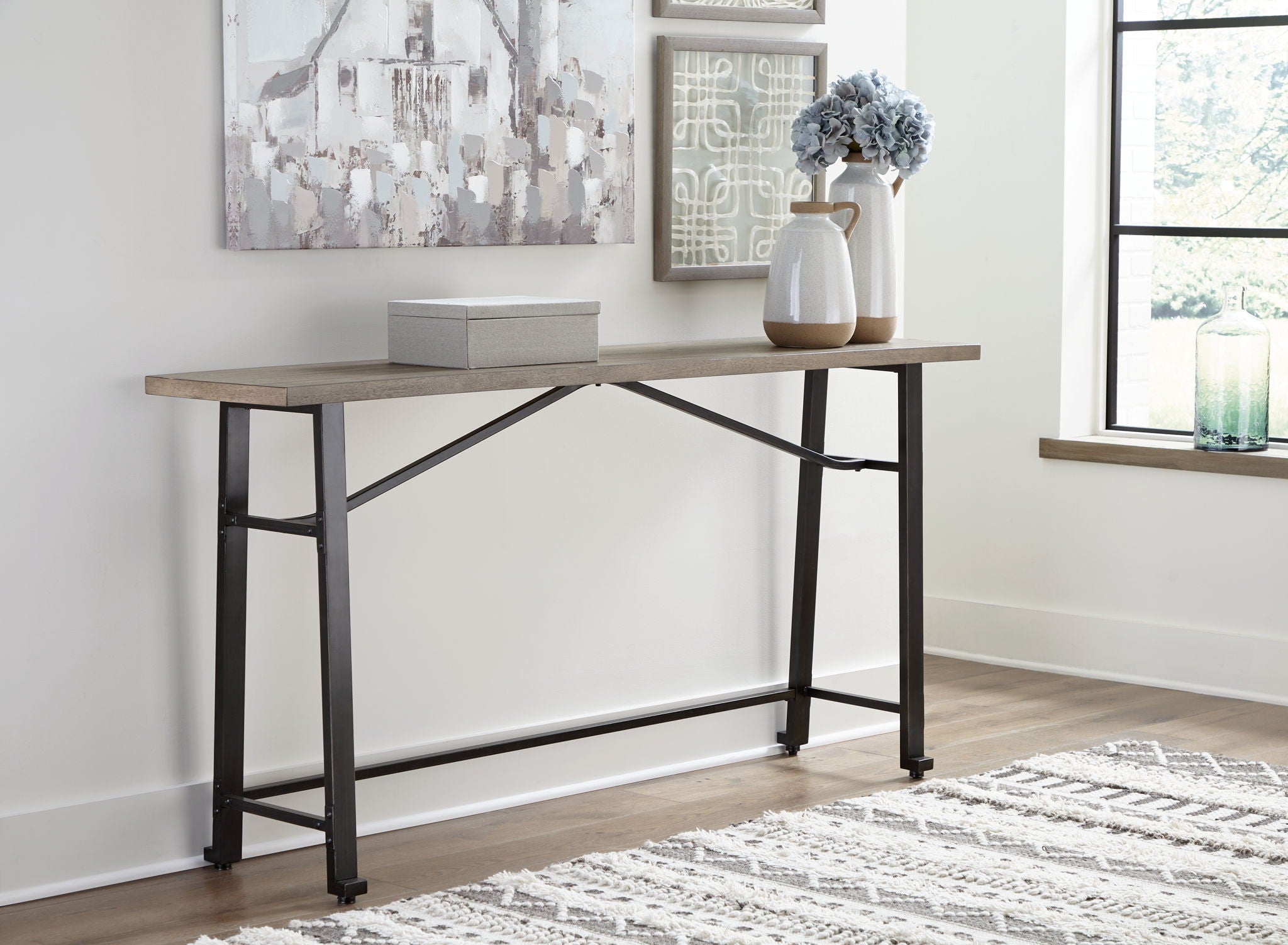 Lesterton - Light Brown / Black - Long Counter Table - Urban Living Furniture (Los Angeles, CA)