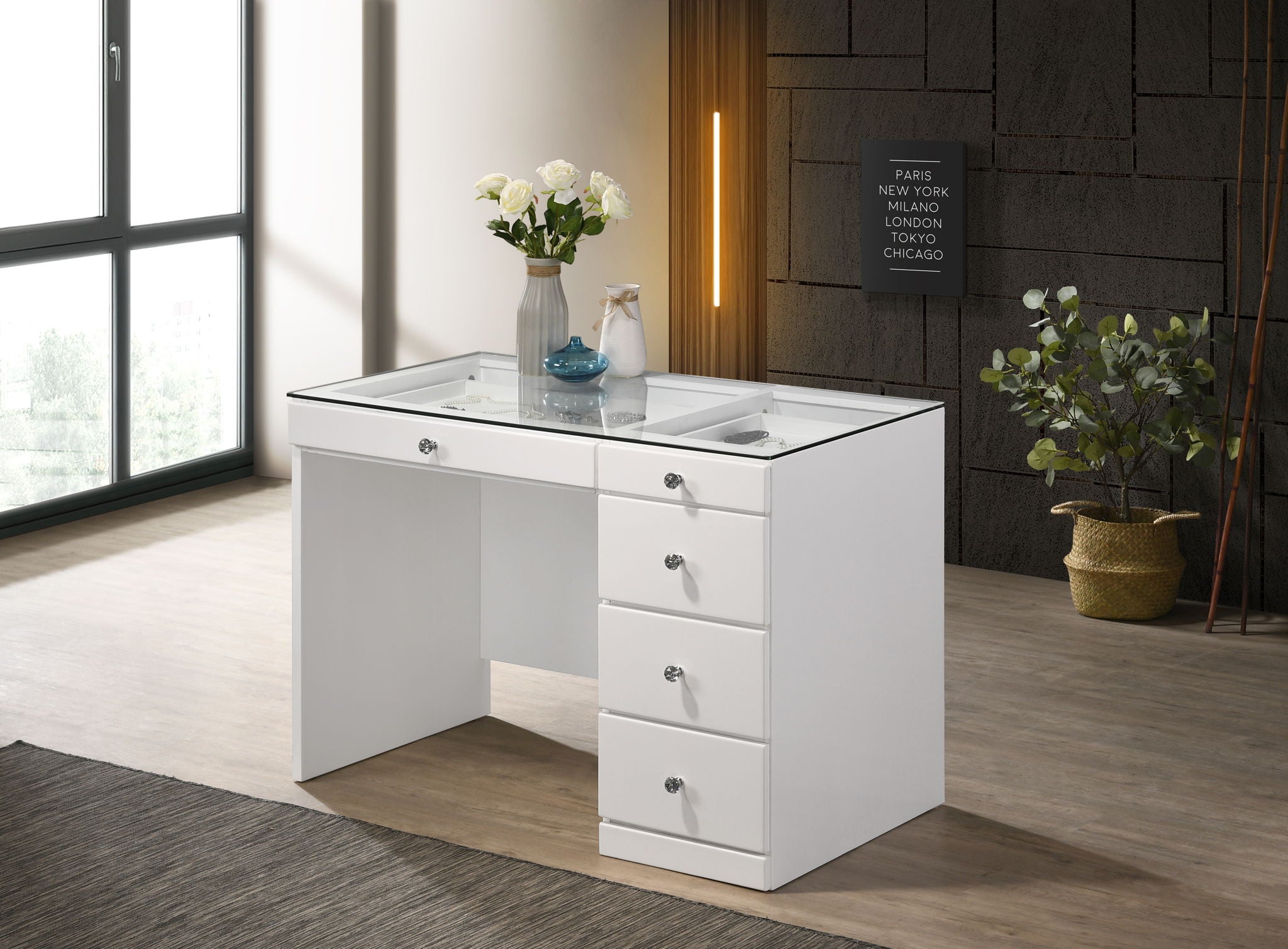 Morgan - Vanity Desk With Glass Top - Urban Living Furniture (Los Angeles, CA)