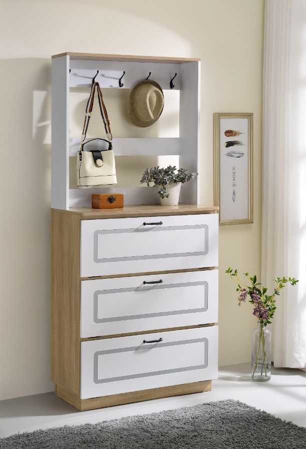 Hewett - Shoe Cabinet - Light Oak & White - Urban Living Furniture (Los Angeles, CA)