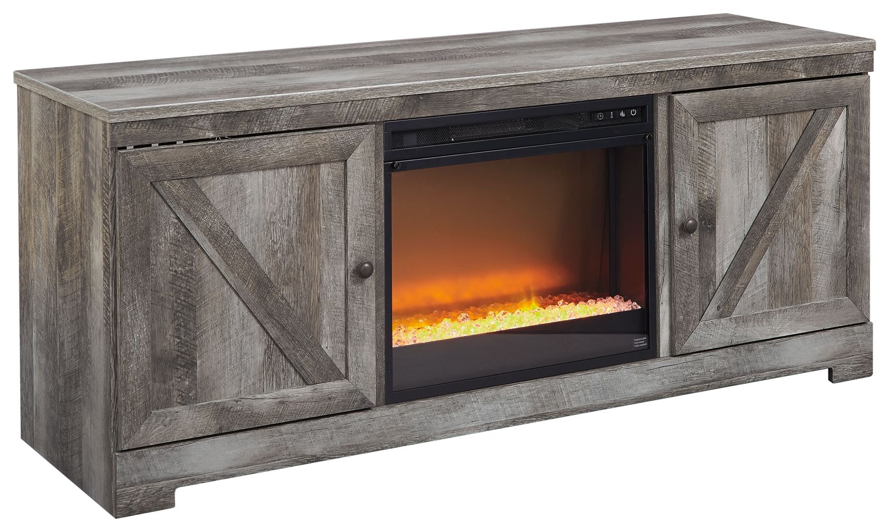 Wynnlow - Gray - Entertainment Center - TV Stand With Glass/Stone Fireplace Insert - Urban Living Furniture (Los Angeles, CA)