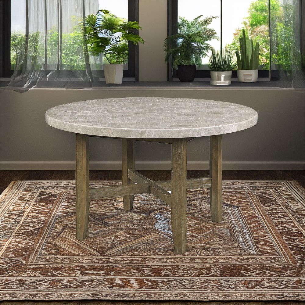 Karsen - Dining Table With Marble Top - Natural Marble Top & Rustic Oak - Urban Living Furniture (Los Angeles, CA)