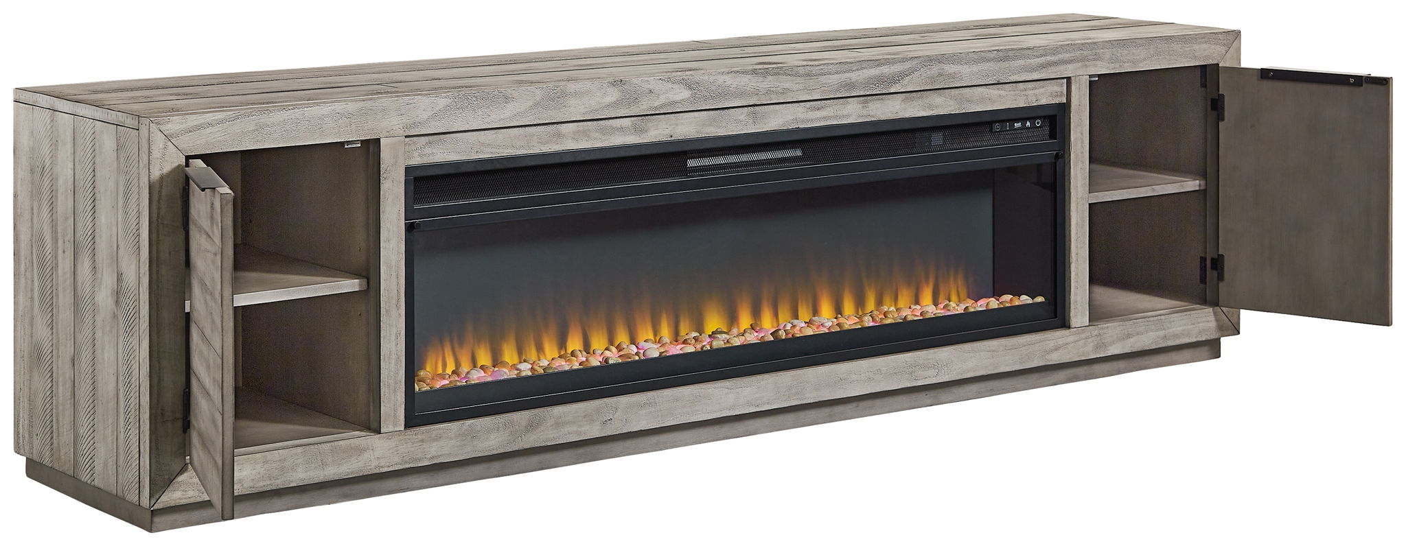 Naydell - 92" TV Stand With Wide Fireplace Insert - Gray - Urban Living Furniture (Los Angeles, CA)