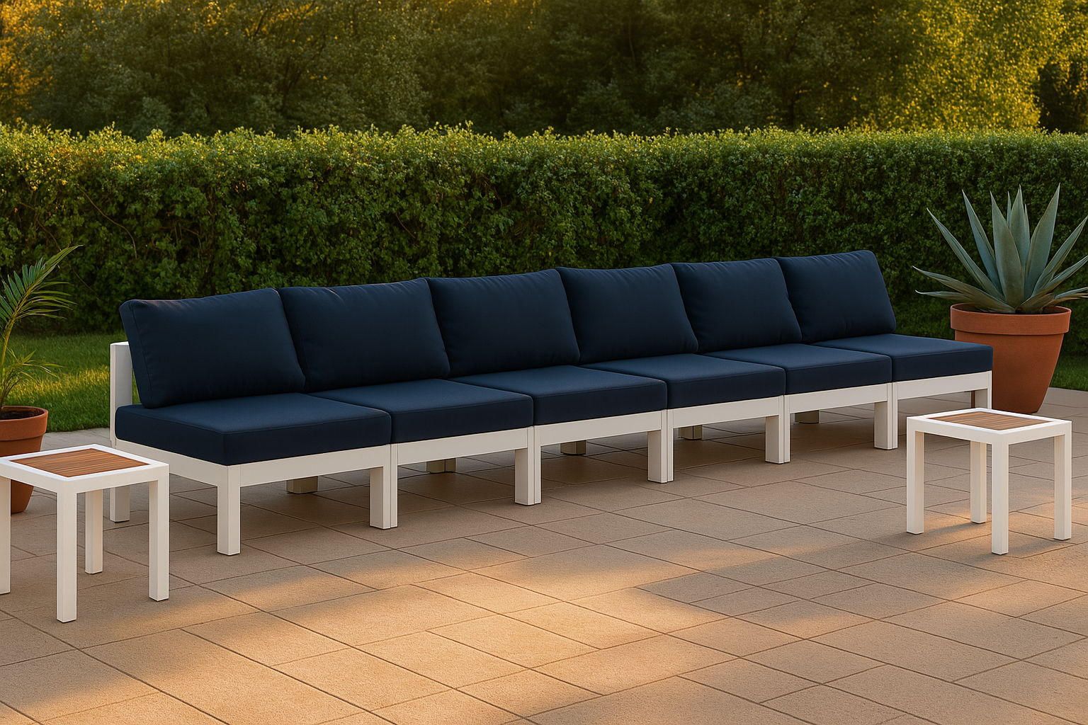 Nizuc - Outdoor Patio 6 Seat Armless Modular Sofa With White Frame - Urban Living Furniture (Los Angeles, CA)