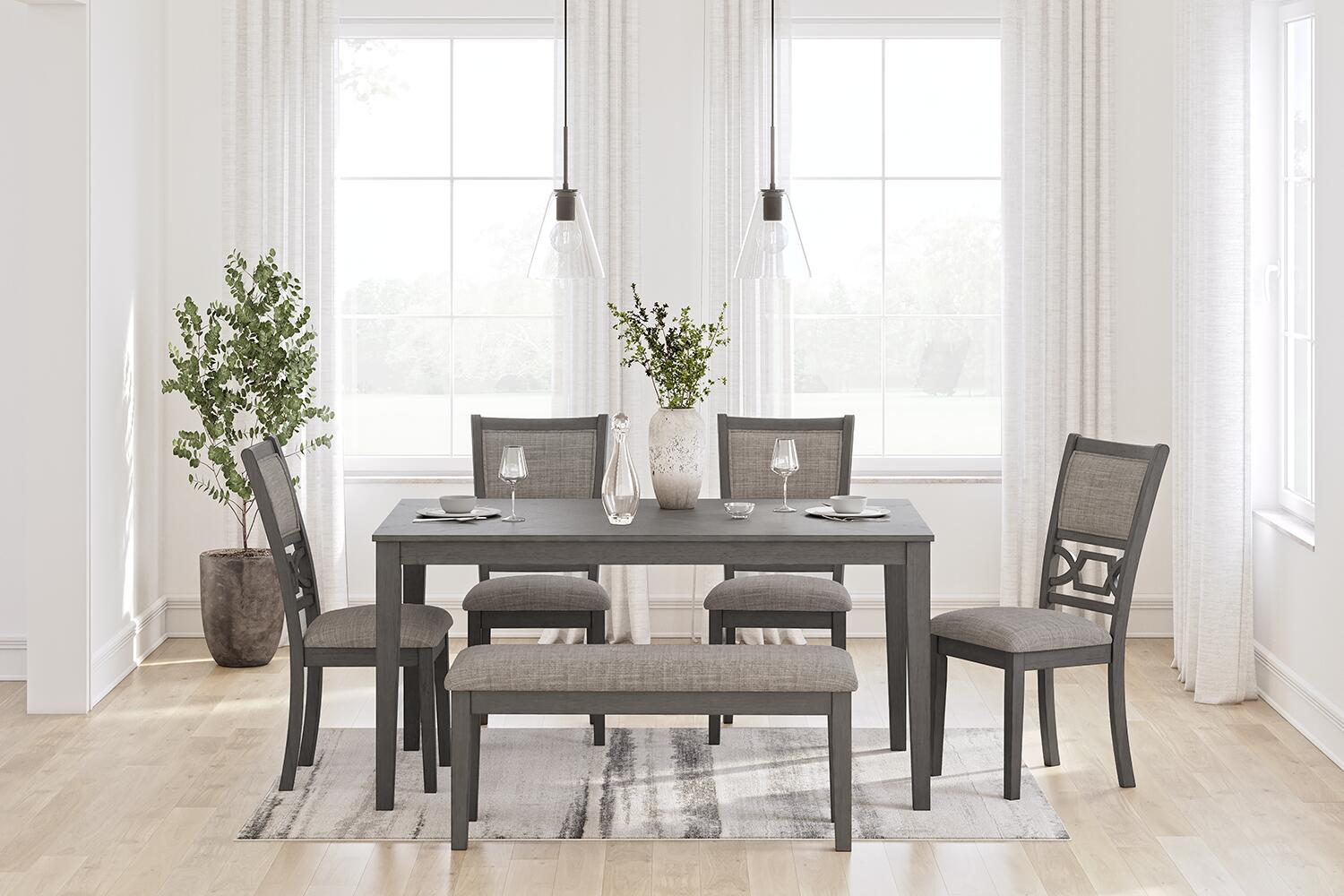 Wrenning - Dining Room Table Set (Set of 6) - Gray - Urban Living Furniture (Los Angeles, CA)