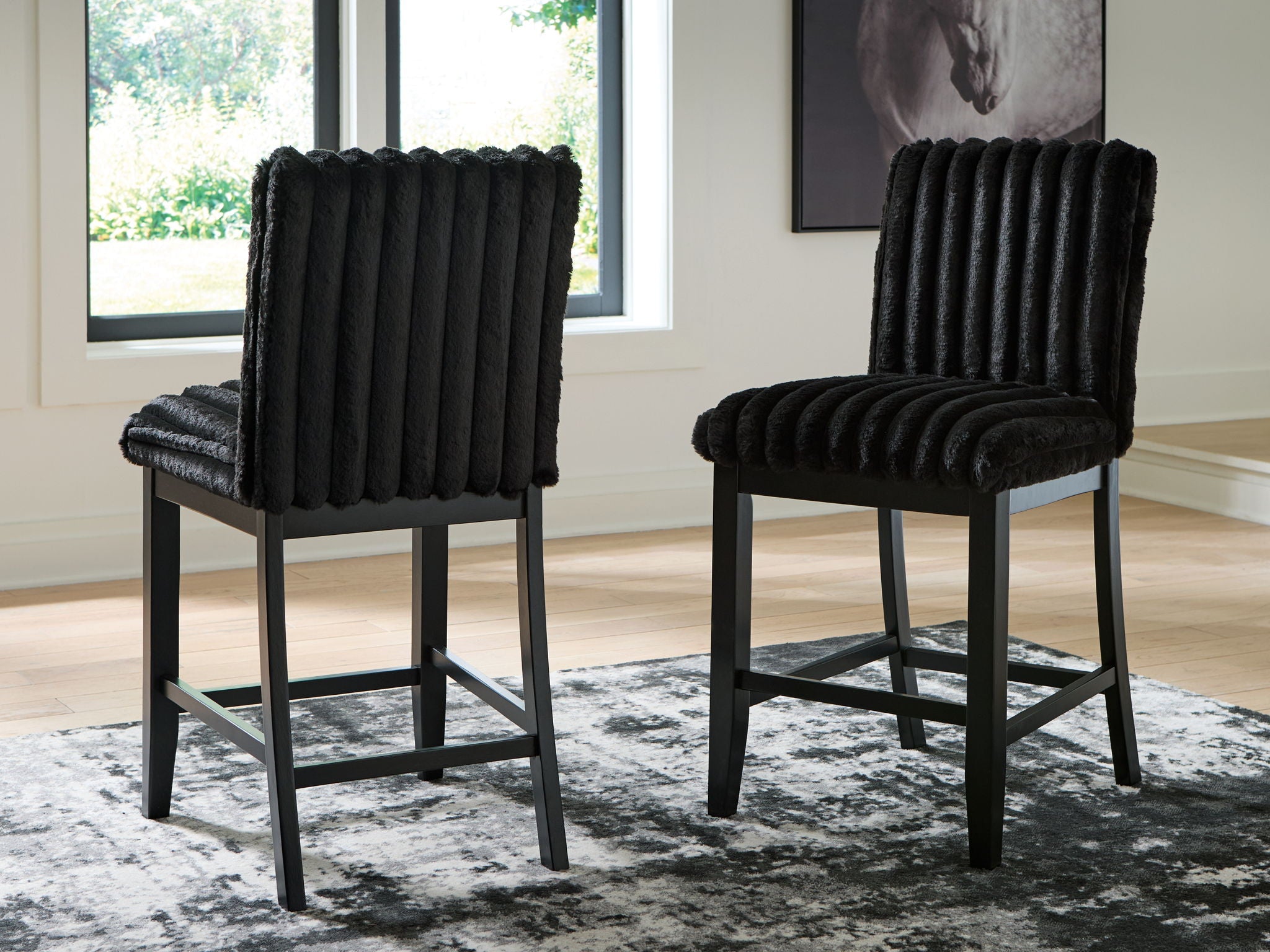 Mervannie - Upholstered Barstool (Set of 2) - Black - Urban Living Furniture (Los Angeles, CA)