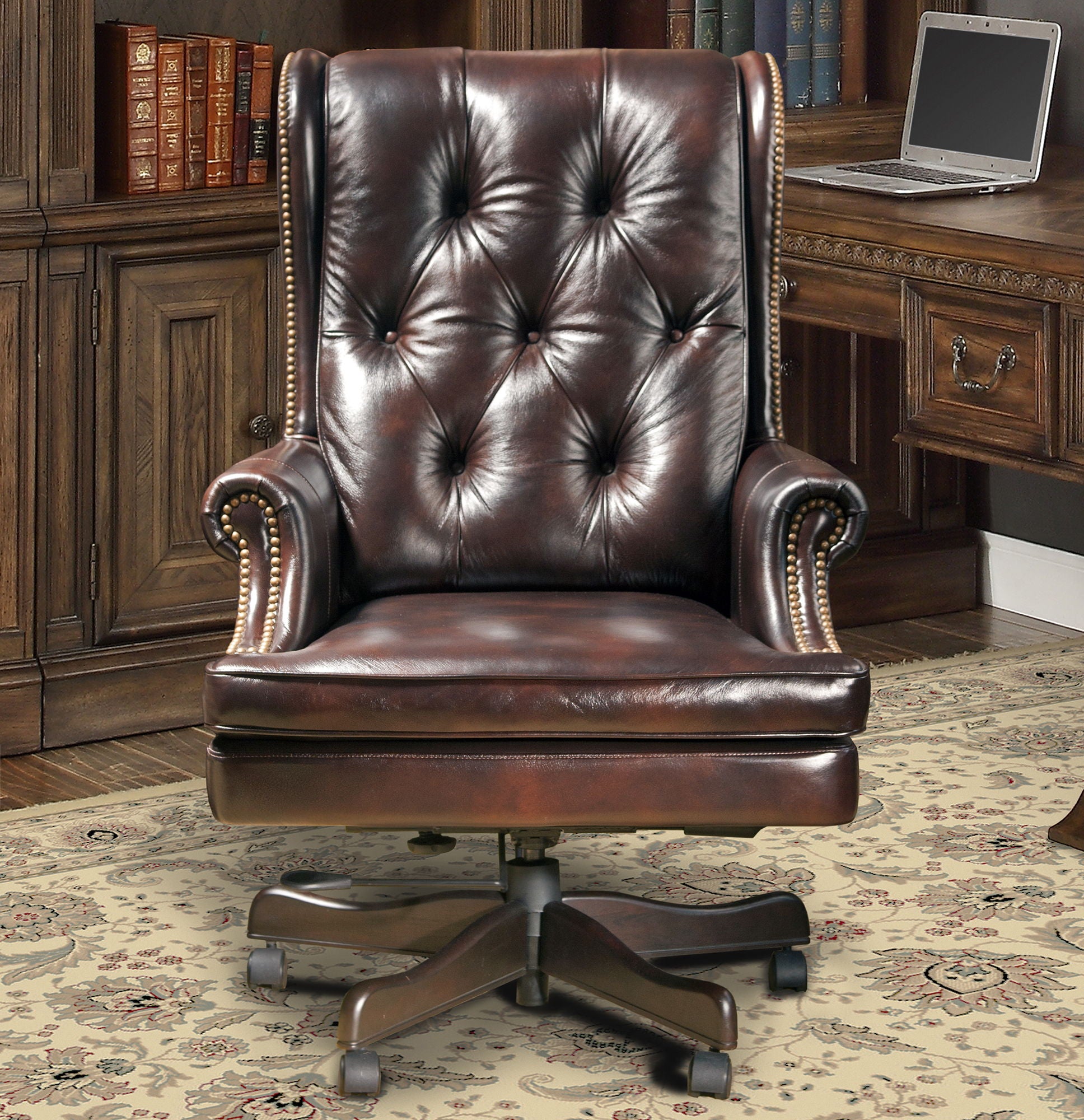 Dc#112 - Leather Desk Chair - Havana With Brown Base - Urban Living Furniture (Los Angeles, CA)