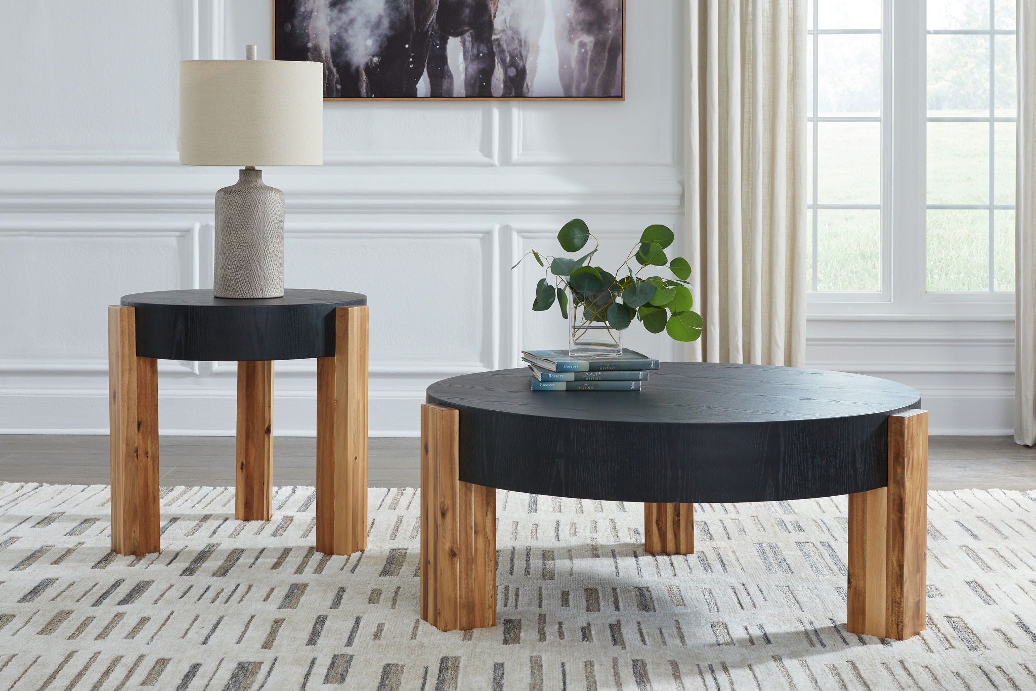 Breenmore - Black / Natural - Occasional Table Set (Set of 2) - Urban Living Furniture (Los Angeles, CA)
