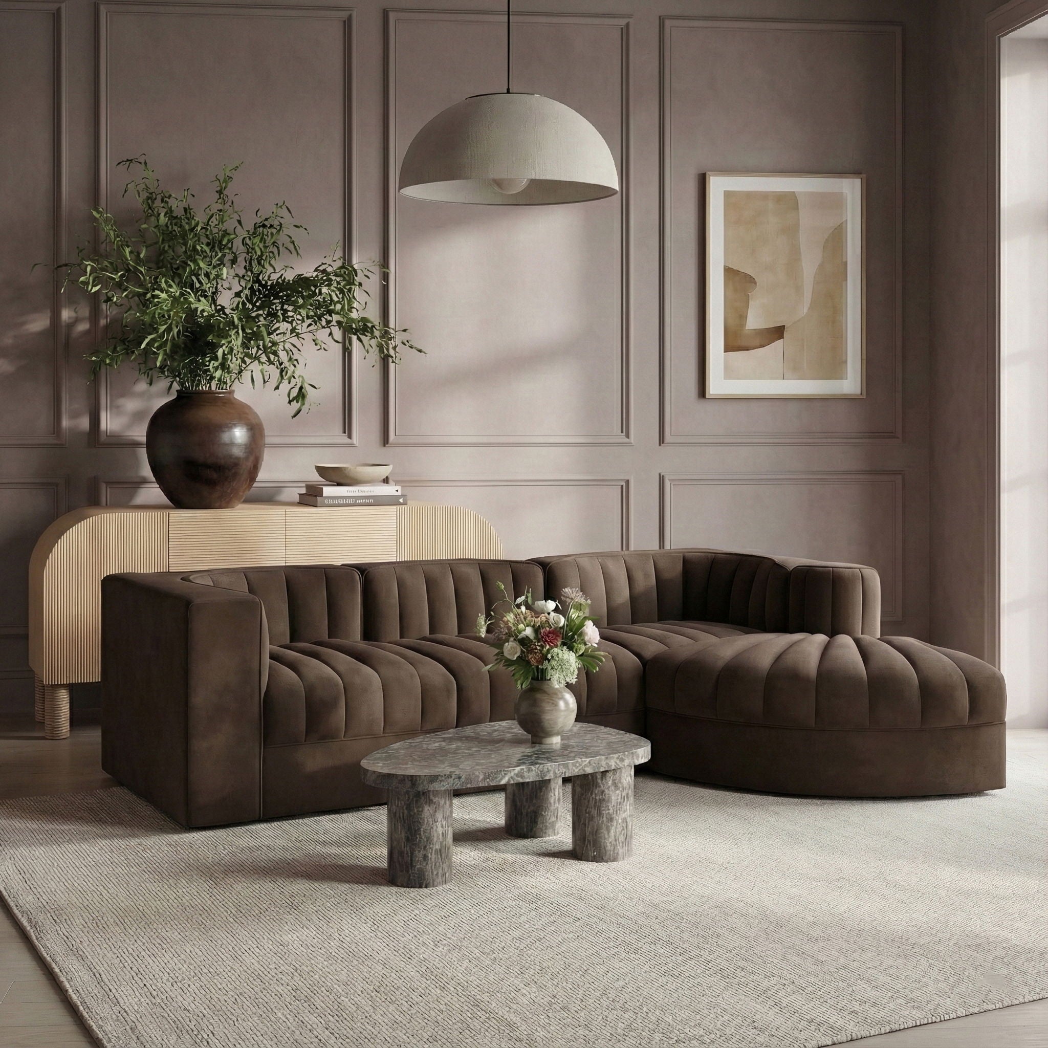 Rummi - Velvet Performance Fabric Upholstered 4 Piece Modular Sectional, With Reverse Corner Chair - Urban Living Furniture (Los Angeles, CA)