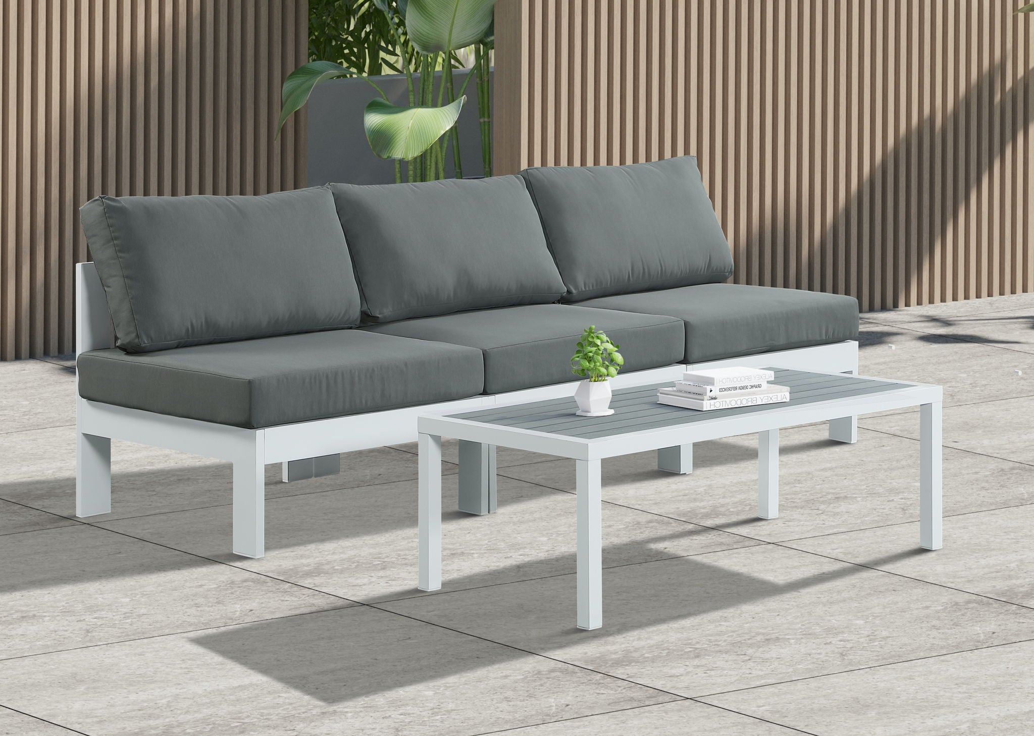 Nizuc - Outdoor Patio 3 Seat Armless Modular Sofa With White Frame - Urban Living Furniture (Los Angeles, CA)