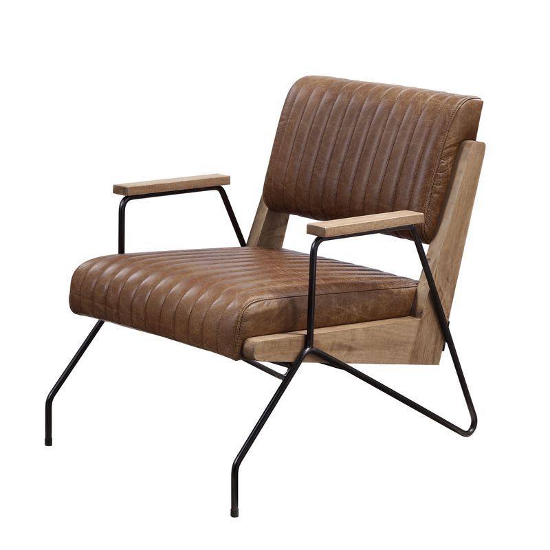 Eacnlz - Accent Chair - Cocoa Top Grain Leather & Matt Iron - Urban Living Furniture (Los Angeles, CA)