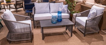 Bridges Beach - Gray - Loveseat, Lounge Chairs, Table Set (Set of 4) - Urban Living Furniture (Los Angeles, CA)
