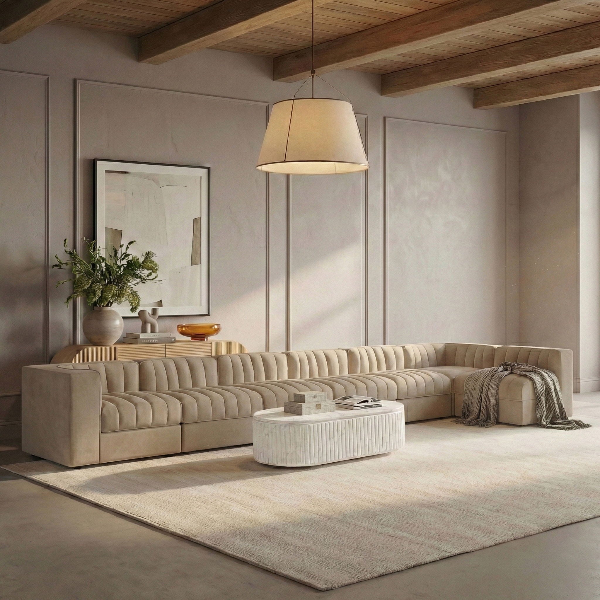 Rummi - Velvet Performance Fabric Upholstered 7 Piece Modular Sectional, L-Shaped (Right) - Urban Living Furniture (Los Angeles, CA)