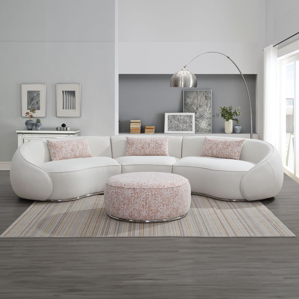 Sahara - Sectional Sofa With 3 Pillows - Beige Boucle - Urban Living Furniture (Los Angeles, CA)