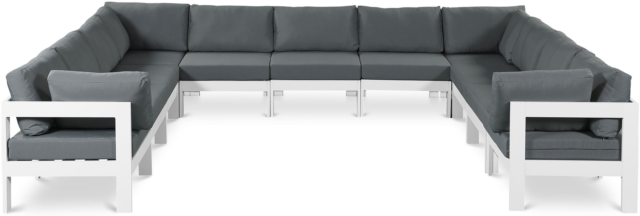 Nizuc - Outdoor Patio 11 Piece Modular Sectional With White Frame