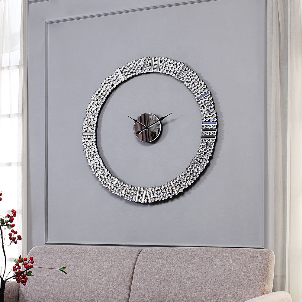 Kachina - 39" Wall Clock - Mirrored & Faux Gems - Urban Living Furniture (Los Angeles, CA)