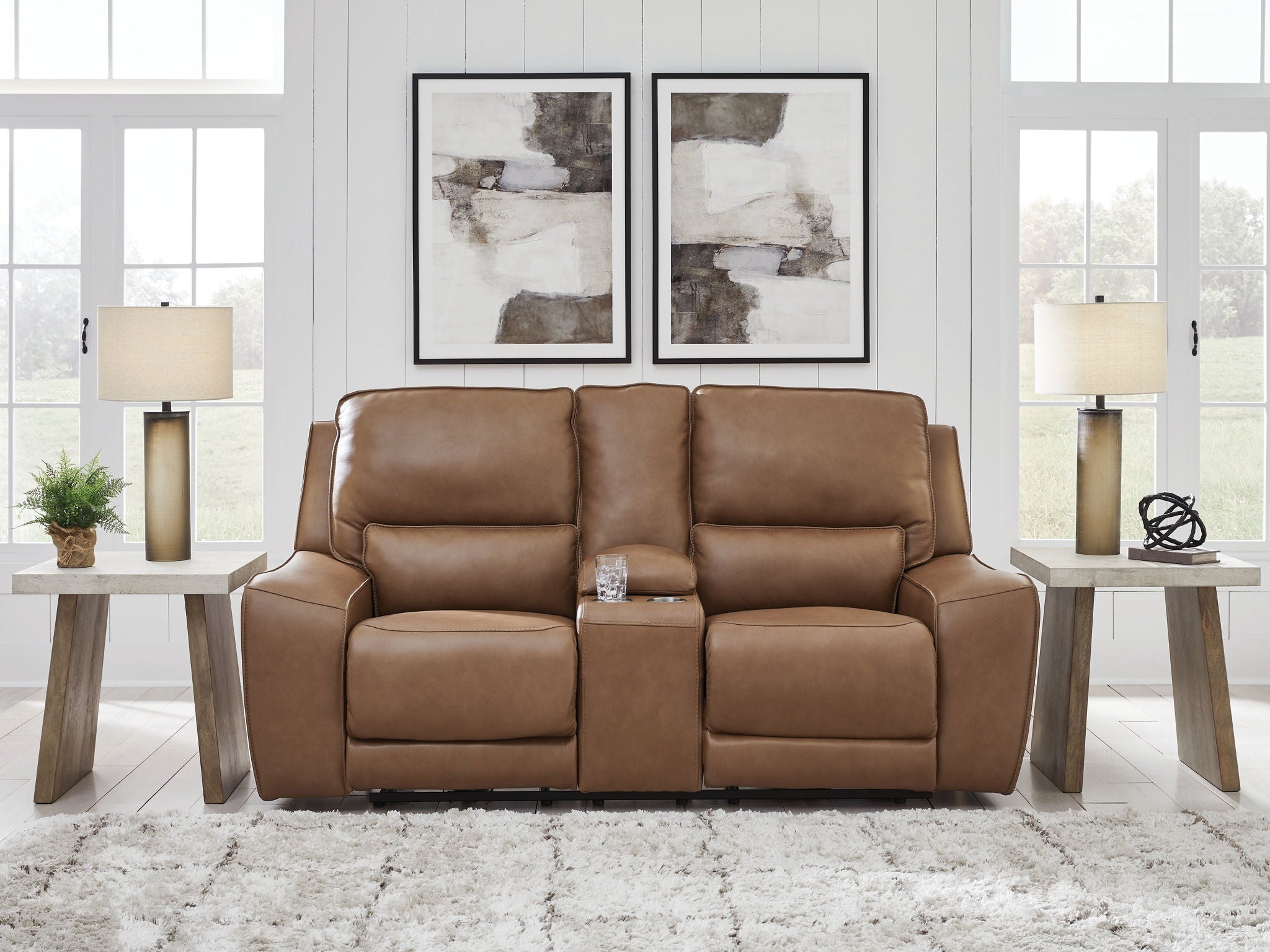 DeepWakes - Caramel - Power Reclining Loveseat / Console / Adjustable Headrest - Urban Living Furniture (Los Angeles, CA)