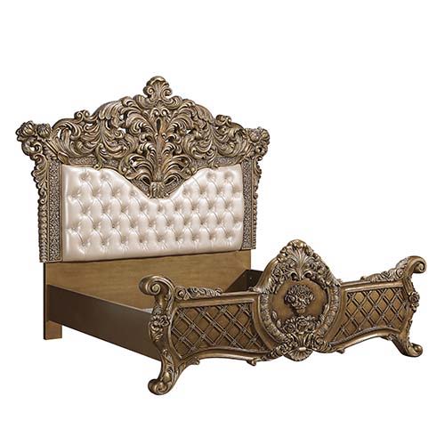Constantine - Eastern King Bed - Synthetic Leather , Light Gold, Brown & Gold - Urban Living Furniture (Los Angeles, CA)