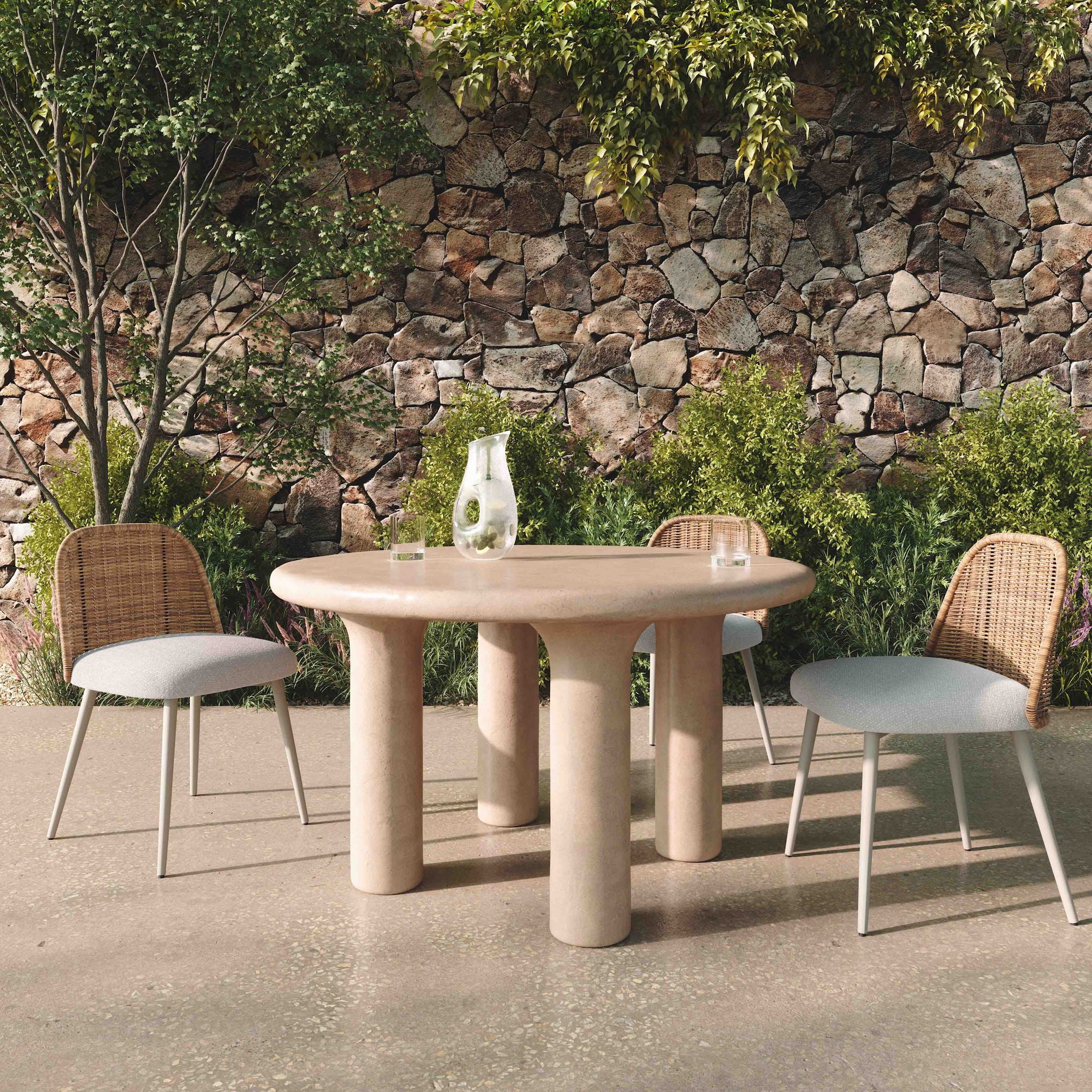 Barbara - 47" Indoor / Outdoor Round Dining Table - Cream