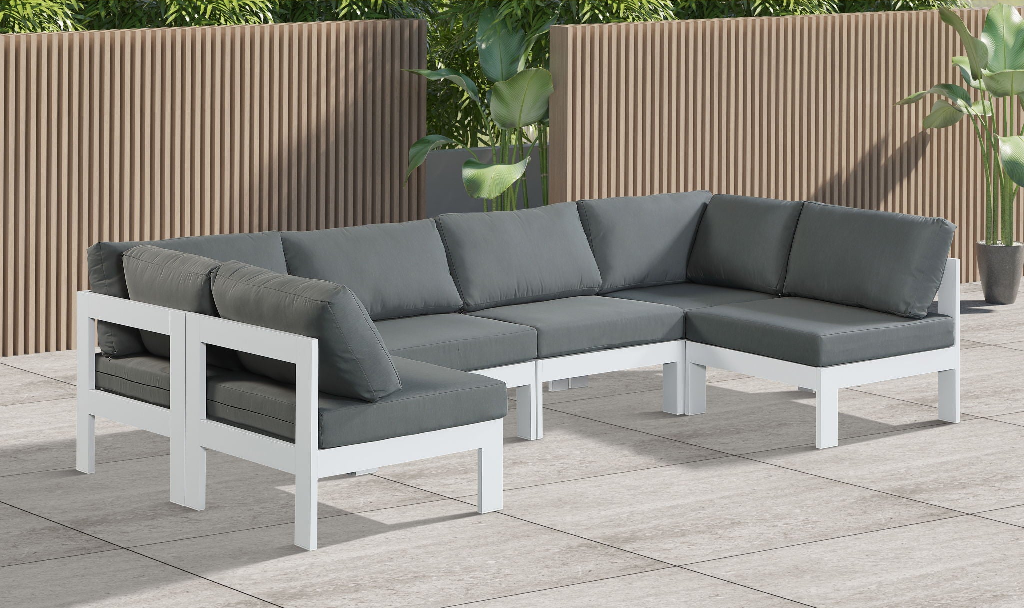 Nizuc - Outdoor Patio 6 Piece Modular Sectional With White Frame - Urban Living Furniture (Los Angeles, CA)