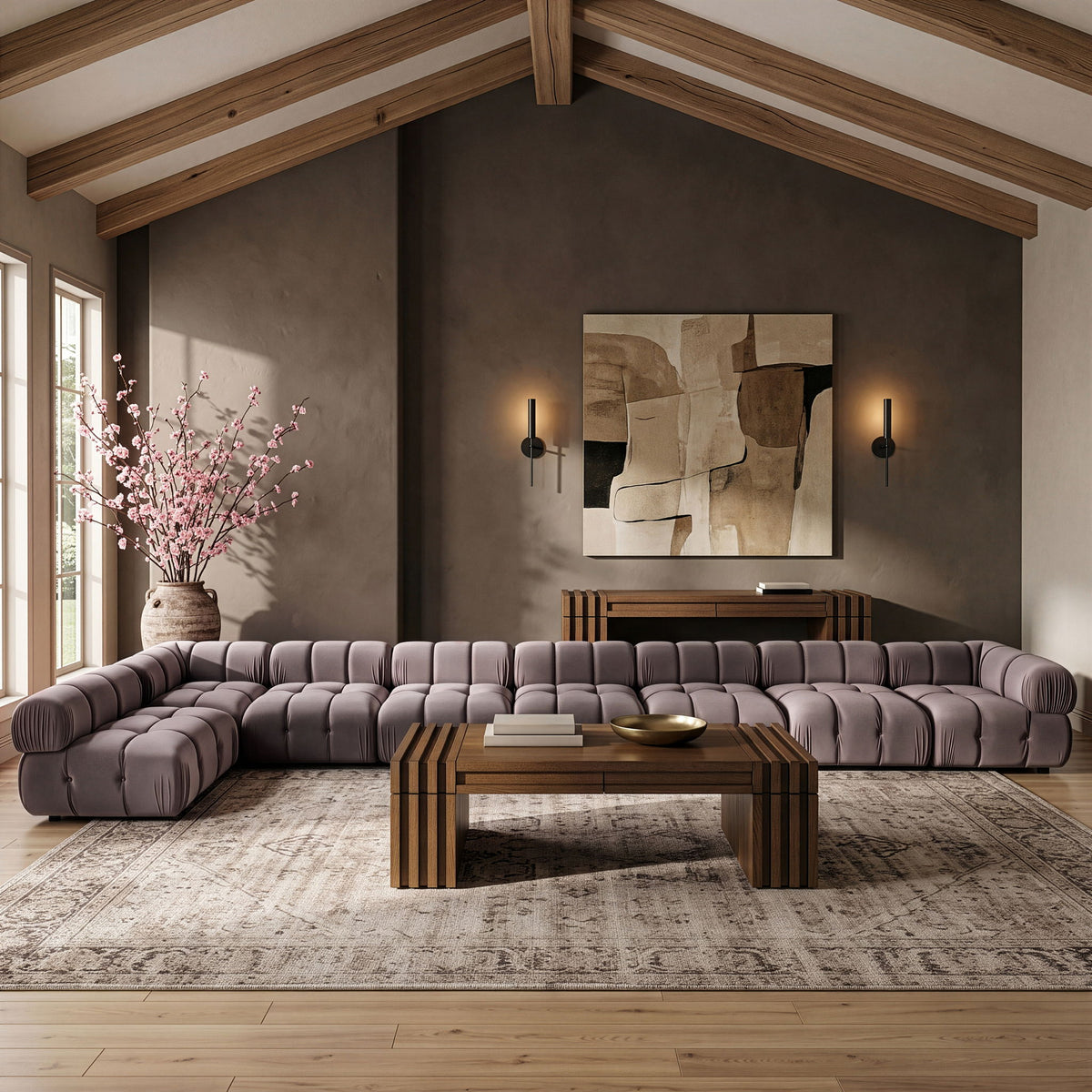 Orin - Velvet Performance Fabric Upholstered 8 Piece L-Shaped Sectional