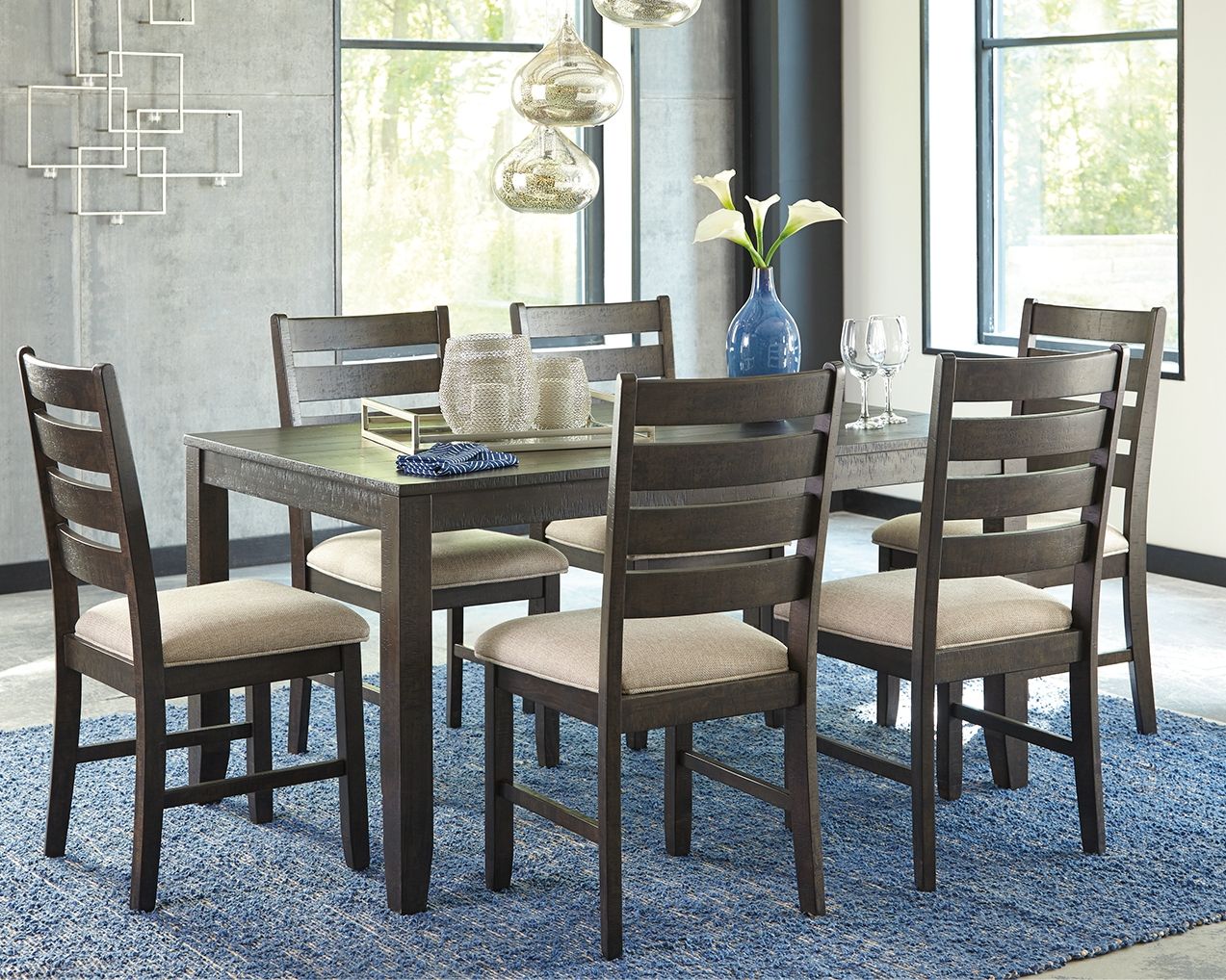 Rokane - Brown - Dining Room Table Set (Set of 7) - Urban Living Furniture (Los Angeles, CA)
