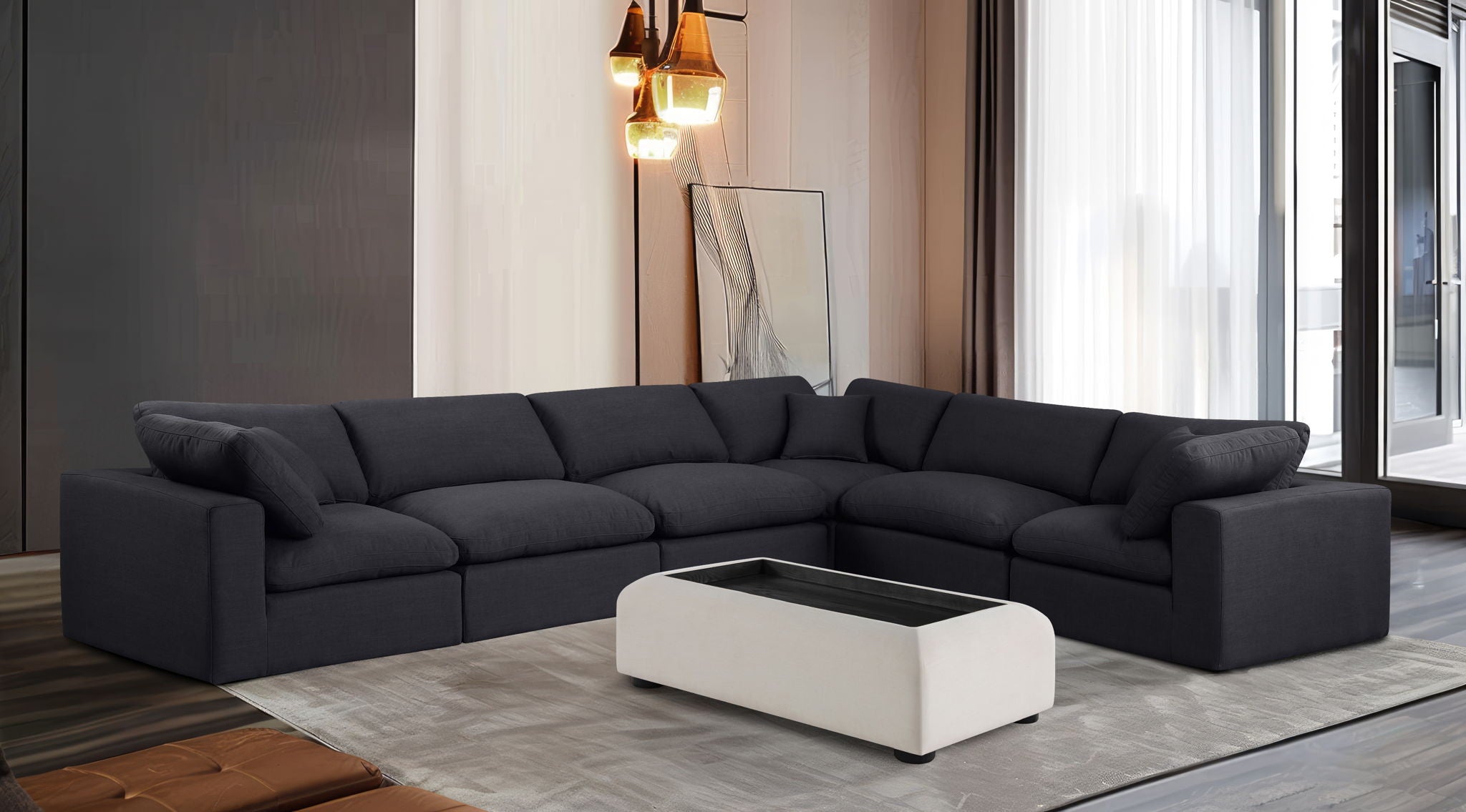 Comfy - 6 Piece Linen Modular Corner Sectional - Urban Living Furniture (Los Angeles, CA)