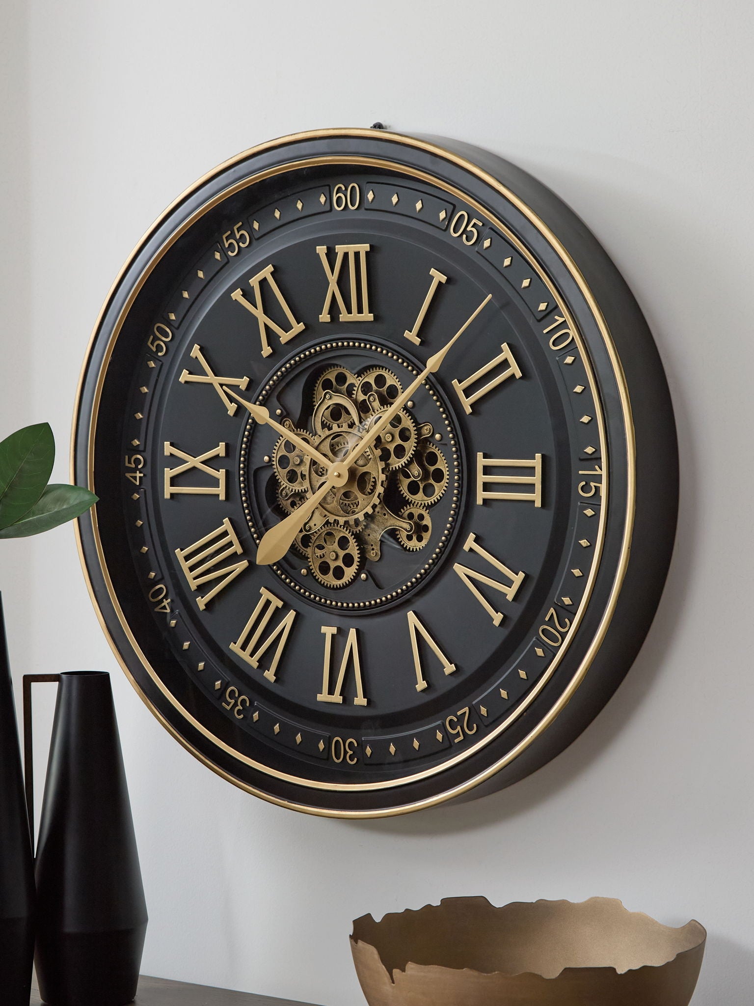 Dairton - Black / Gold Finish - Wall Clock - Urban Living Furniture (Los Angeles, CA)