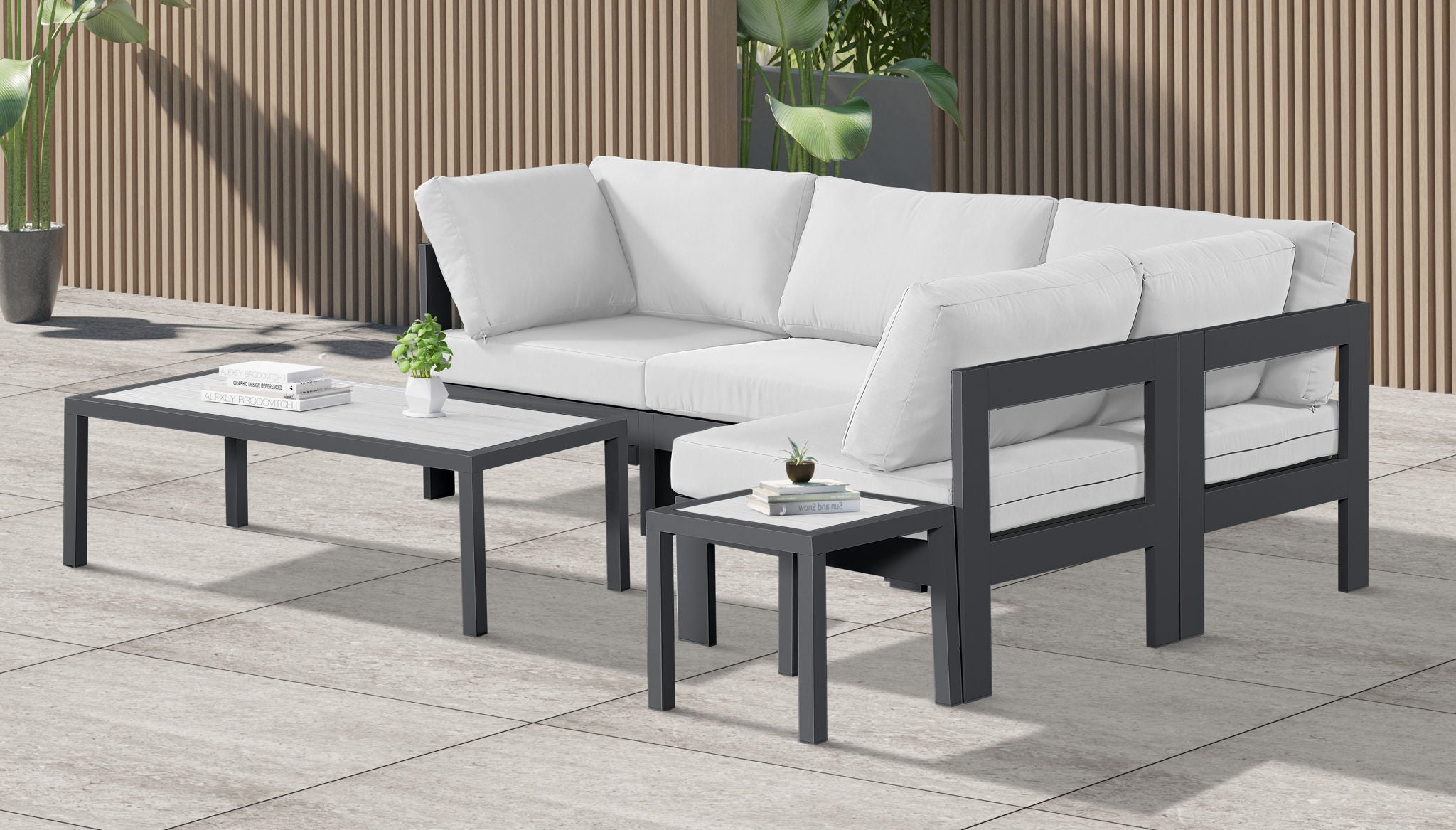 Nizuc - Outdoor Patio 4 Piece Modular Sectional With Gray Frame - Urban Living Furniture (Los Angeles, CA)