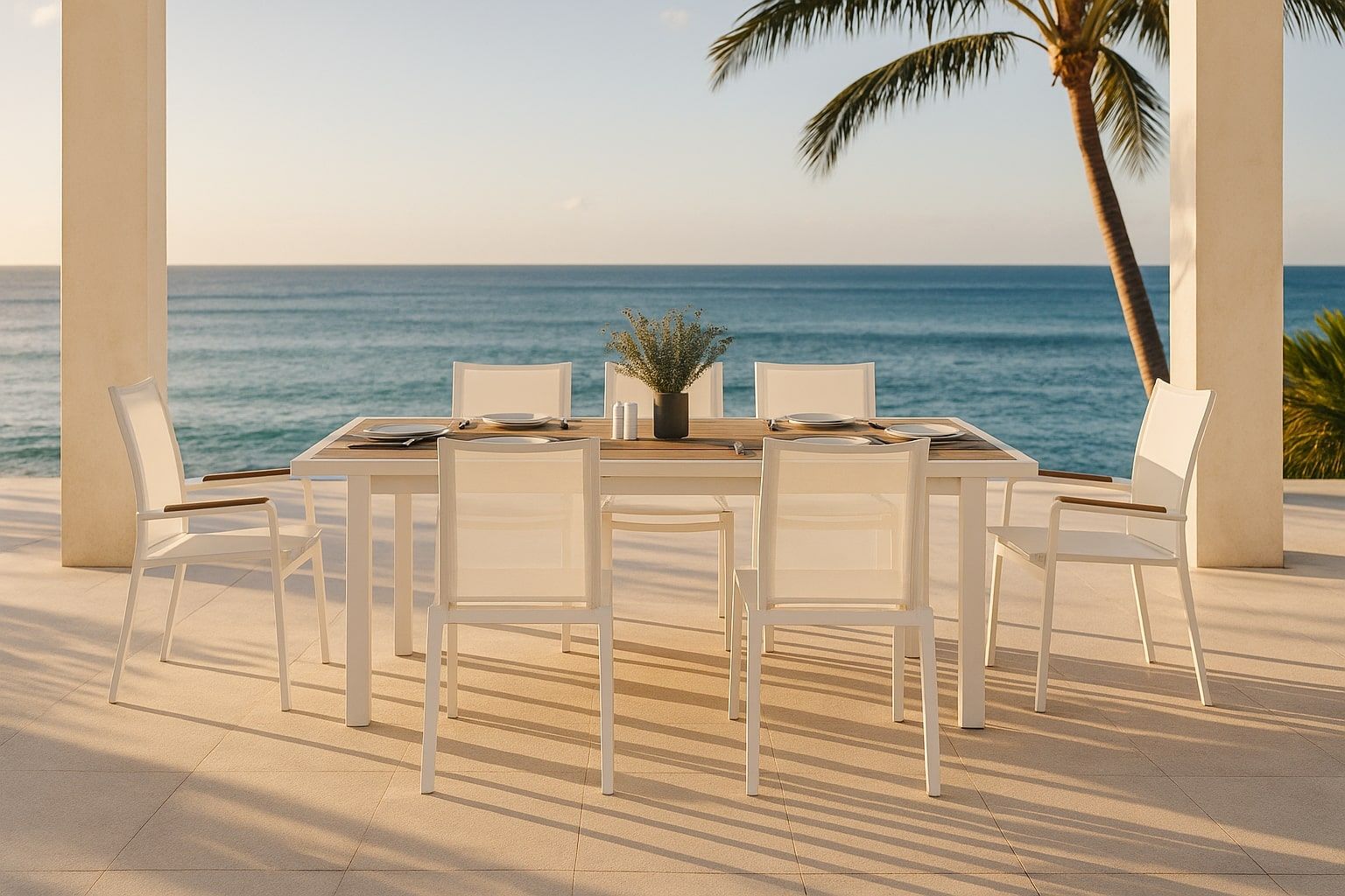 Nizuc - Outdoor Patio Dining Chair With White Frame (Set of 2) - Urban Living Furniture (Los Angeles, CA)
