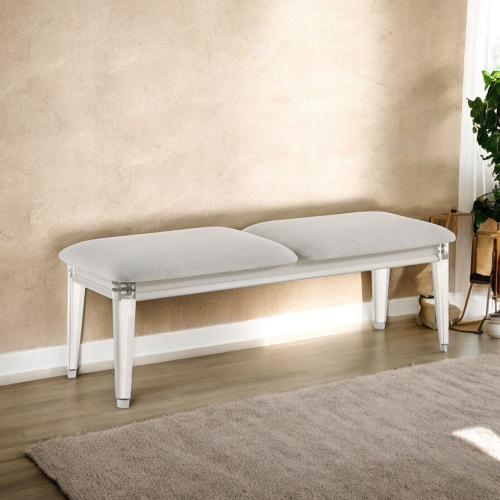 Laveda - Bench - Light Gray Boucle & Pearl White - Urban Living Furniture (Los Angeles, CA)