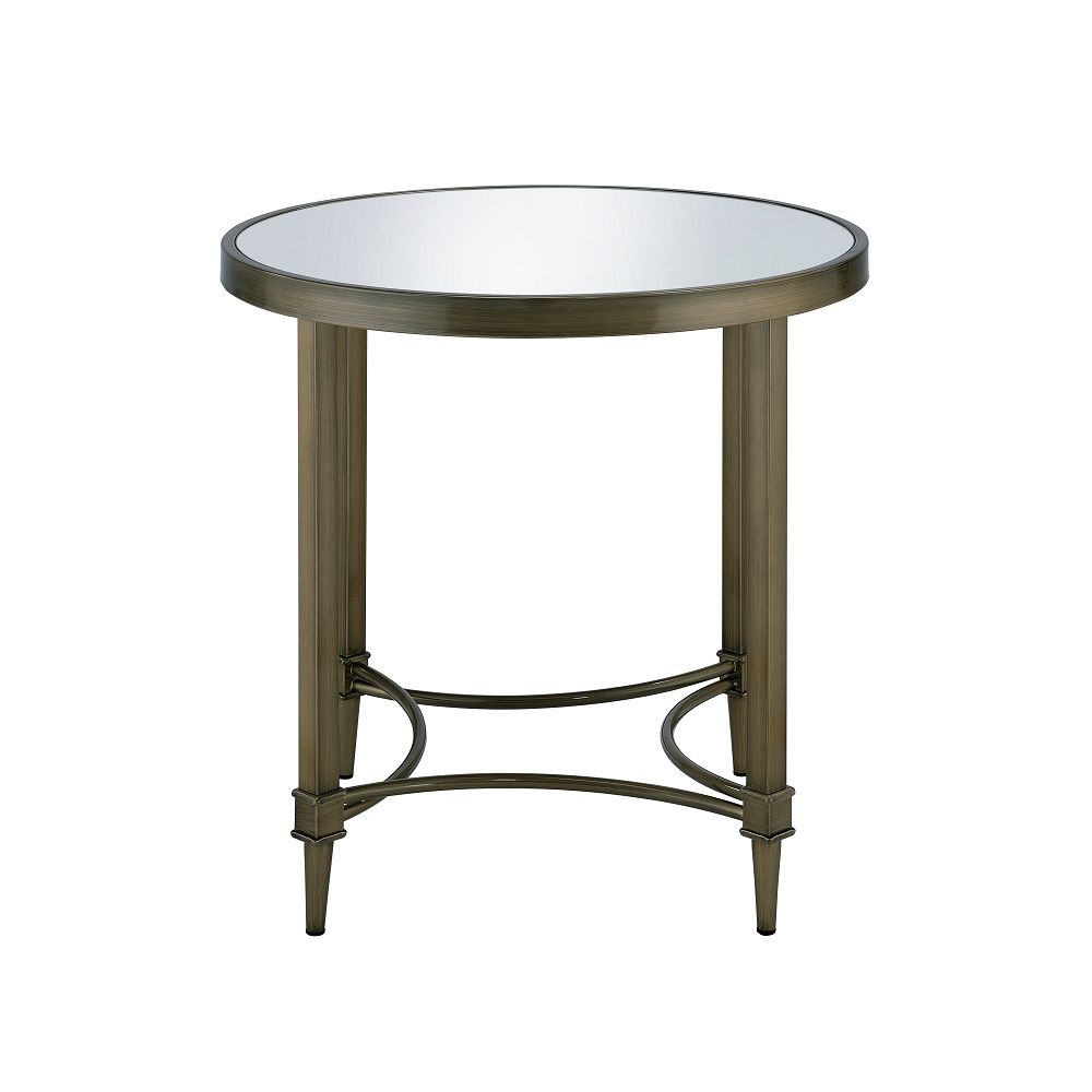 Aditya - End Table - Mirrored & Antique Brass - Urban Living Furniture (Los Angeles, CA)