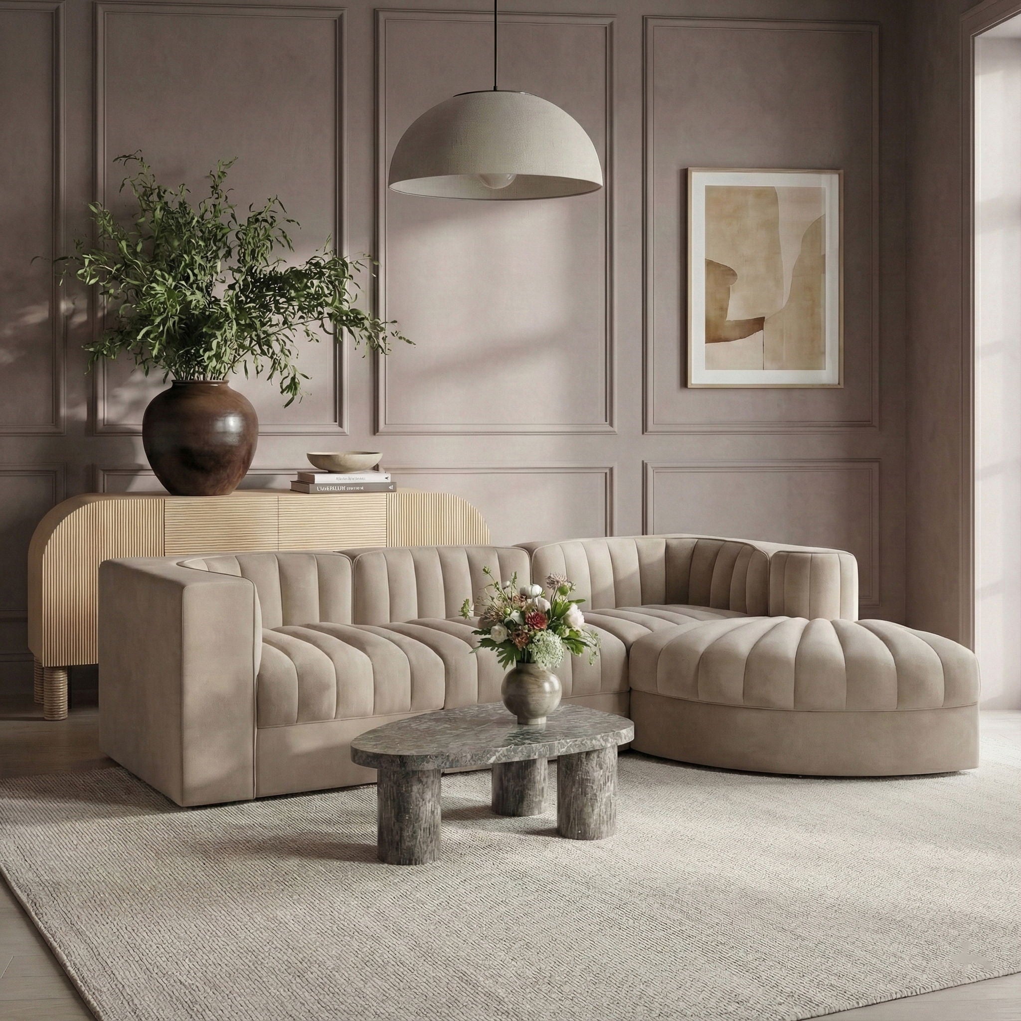 Rummi - Velvet Performance Fabric Upholstered 4 Piece Modular Sectional, With Reverse Corner Chair - Urban Living Furniture (Los Angeles, CA)