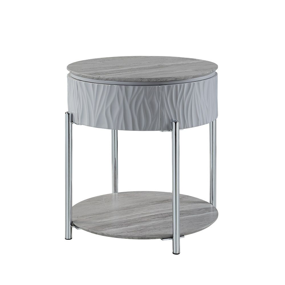 Yukino - End Table - Gray High & Chrome - Urban Living Furniture (Los Angeles, CA)