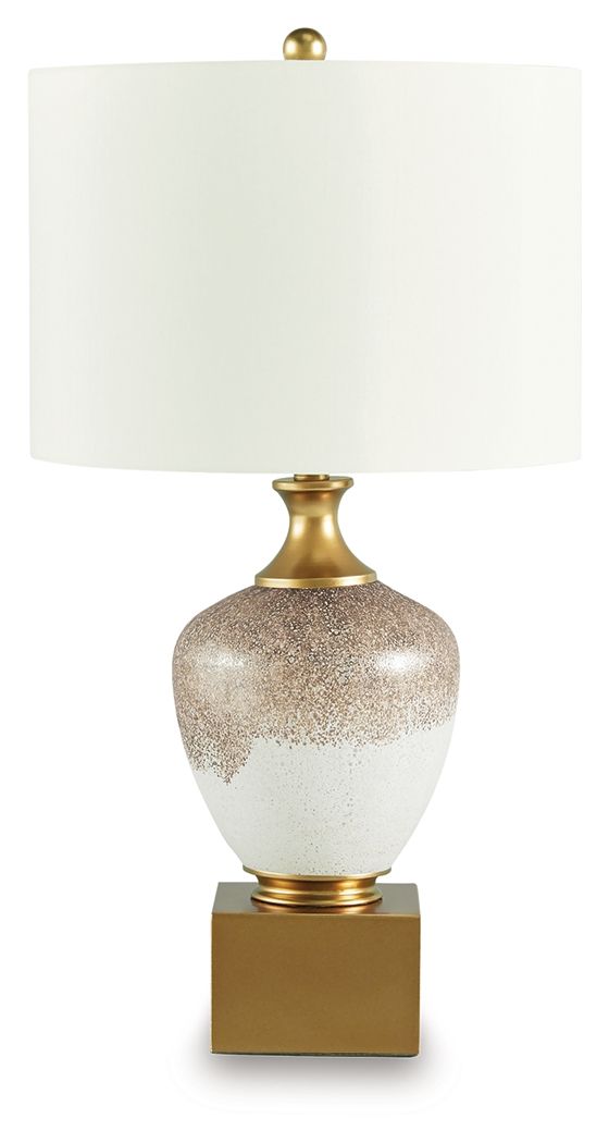 Tavisburg - Brown / White / Gold - Glass Table Lamp - Urban Living Furniture (Los Angeles, CA)