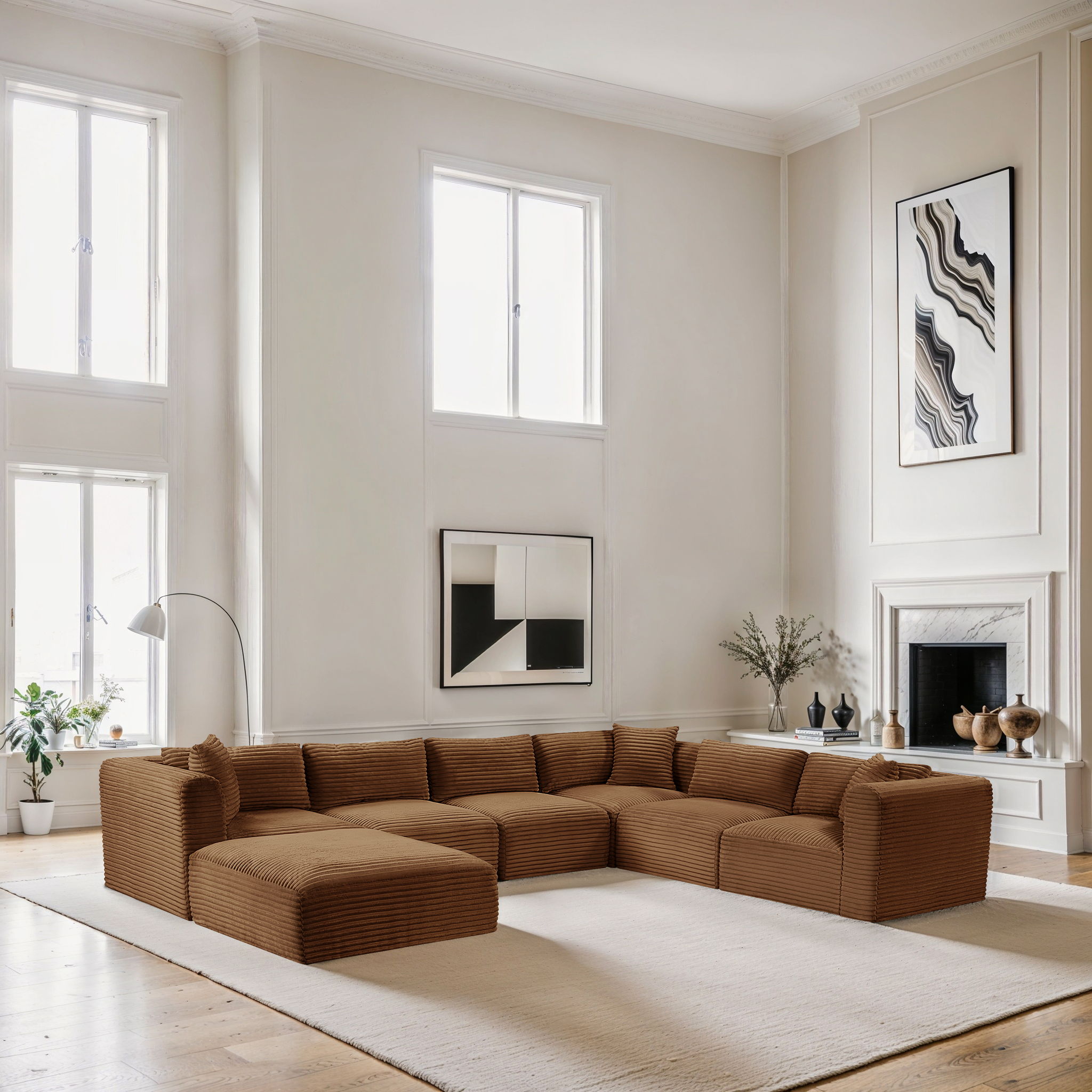 Shaggy - Fabric 7 Piece Modular U-Shaped Sectional With Ottoman - Urban Living Furniture (Los Angeles, CA)