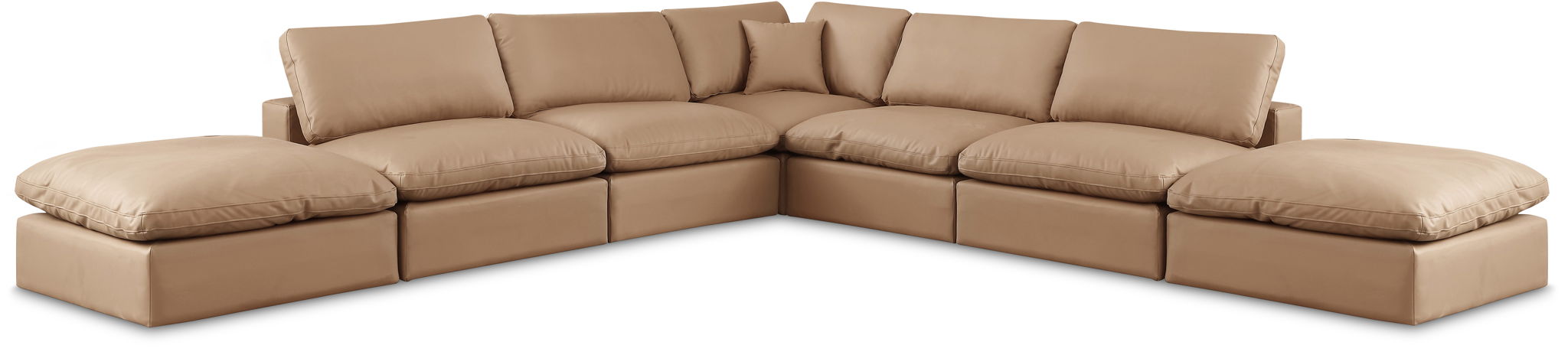 Comfy - 7 Piece Faux Leather Modular Corner Sectional - Tan - Urban Living Furniture (Los Angeles, CA)