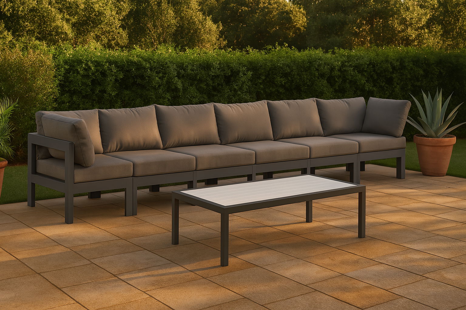 Nizuc - Outdoor Patio 6 Seat Modular Sofa With Gray Frame - Urban Living Furniture (Los Angeles, CA)