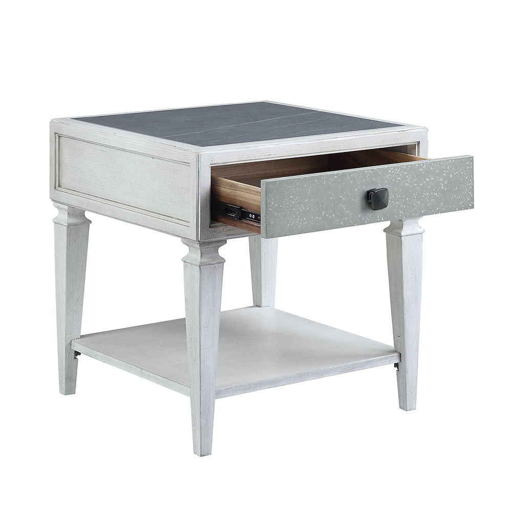 Katia - End Table - Rustic Gray & Weathered White - Urban Living Furniture (Los Angeles, CA)